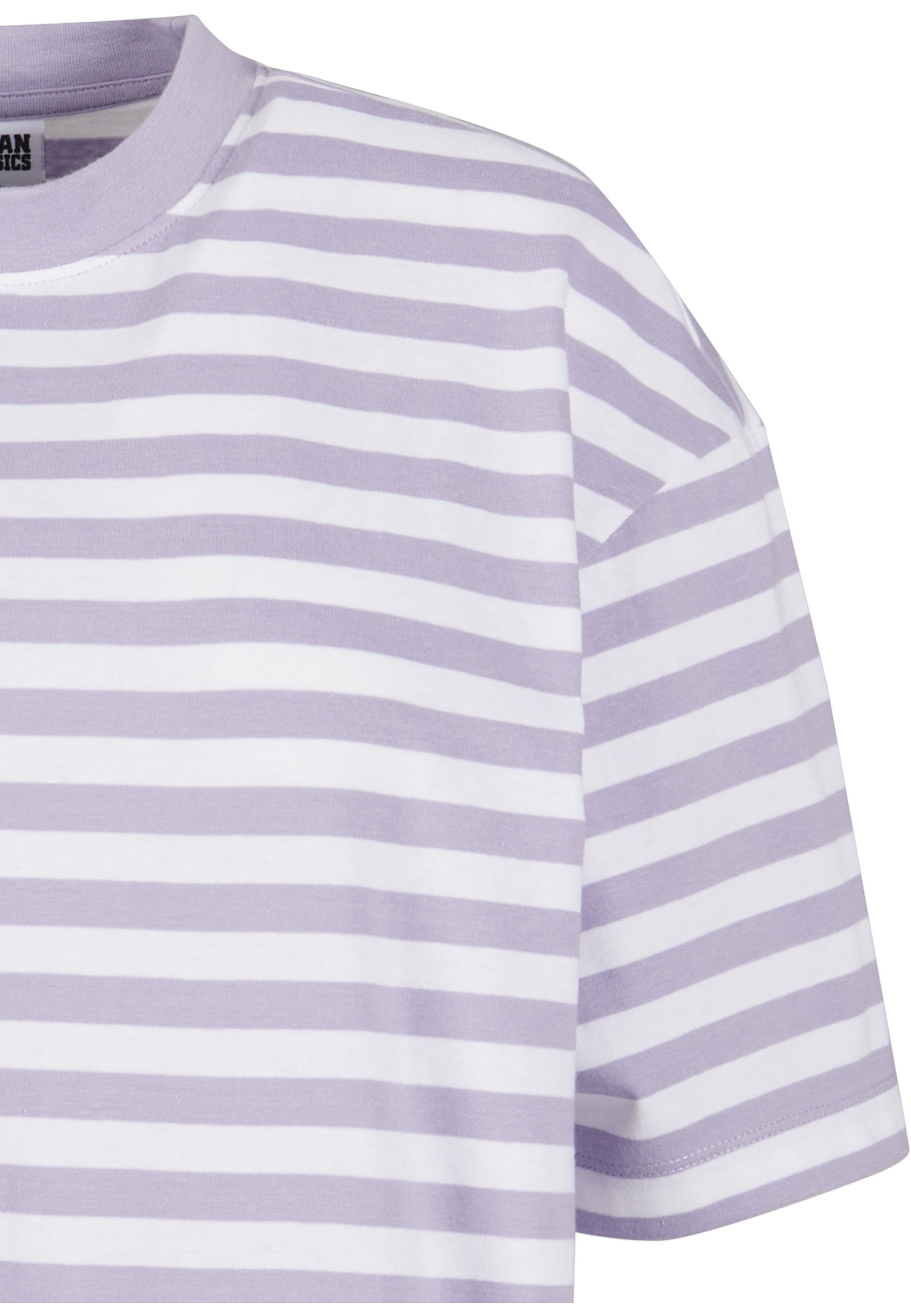 Shirtkleid URBAN CLASSICS "Urban Classics Damen Ladies Oversized Striped Tee Dress", Damen, Gr. XS, US-Größen, weiß, dustylila, 100% Baumwolle, relaxed fit, Rundhals, Kleider Shirtkleid 3