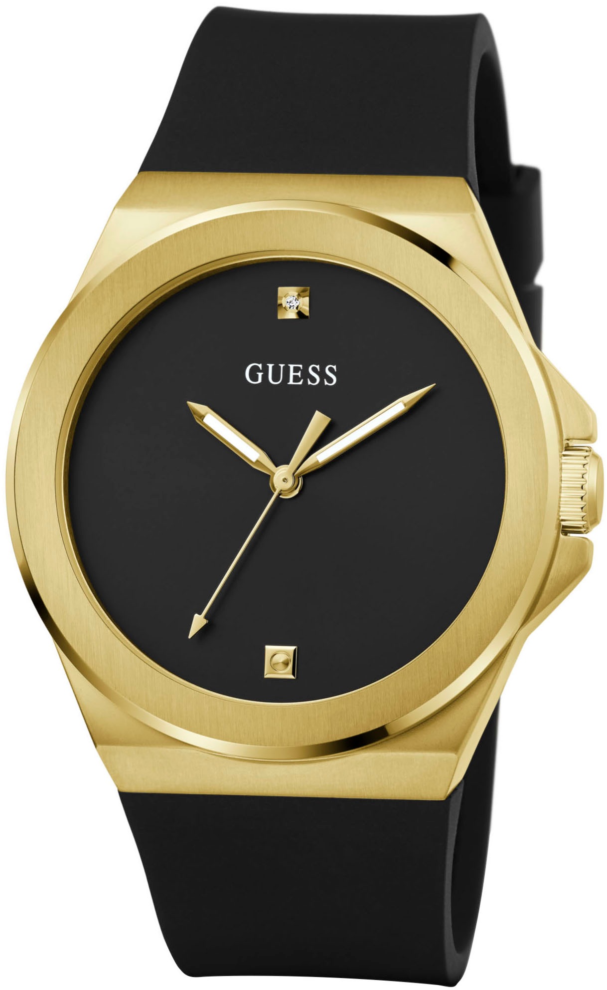 Guess Quarzuhr »VINYL«, Armbanduhr, Herrenuhr, Silikonarmband, Mineralglas, analog