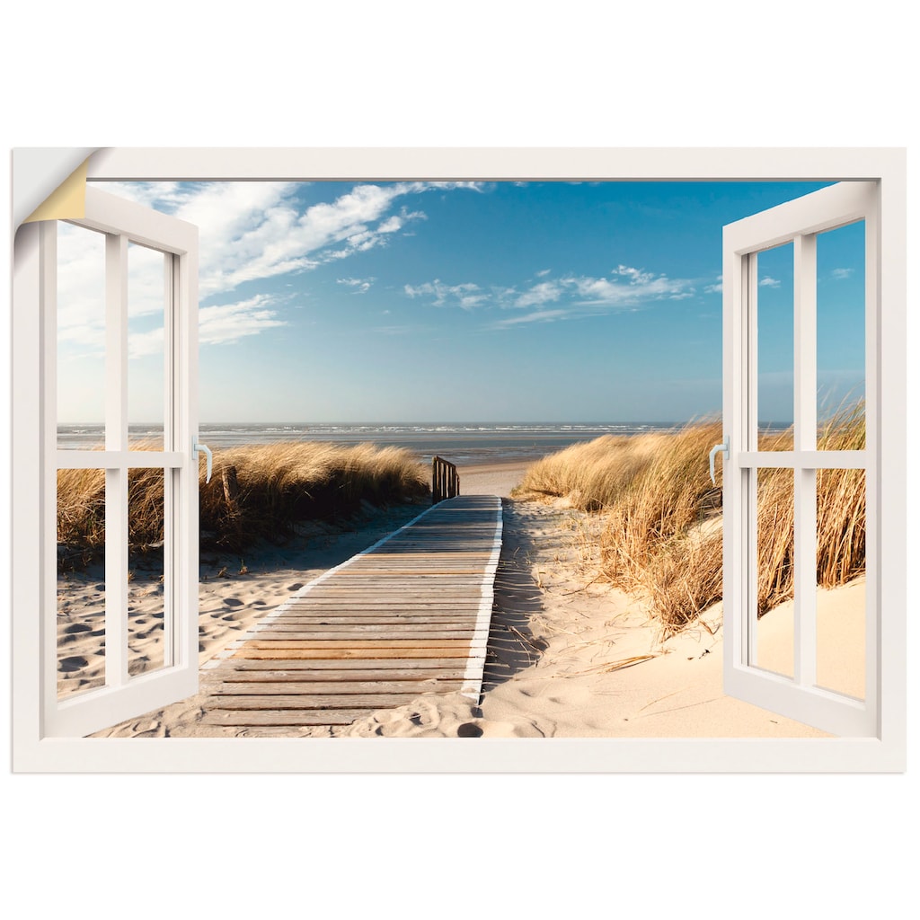 Artland Wandbild »Fensterblick Nordseestrand auf Langeoog«, Fensterblick, (1 St.)