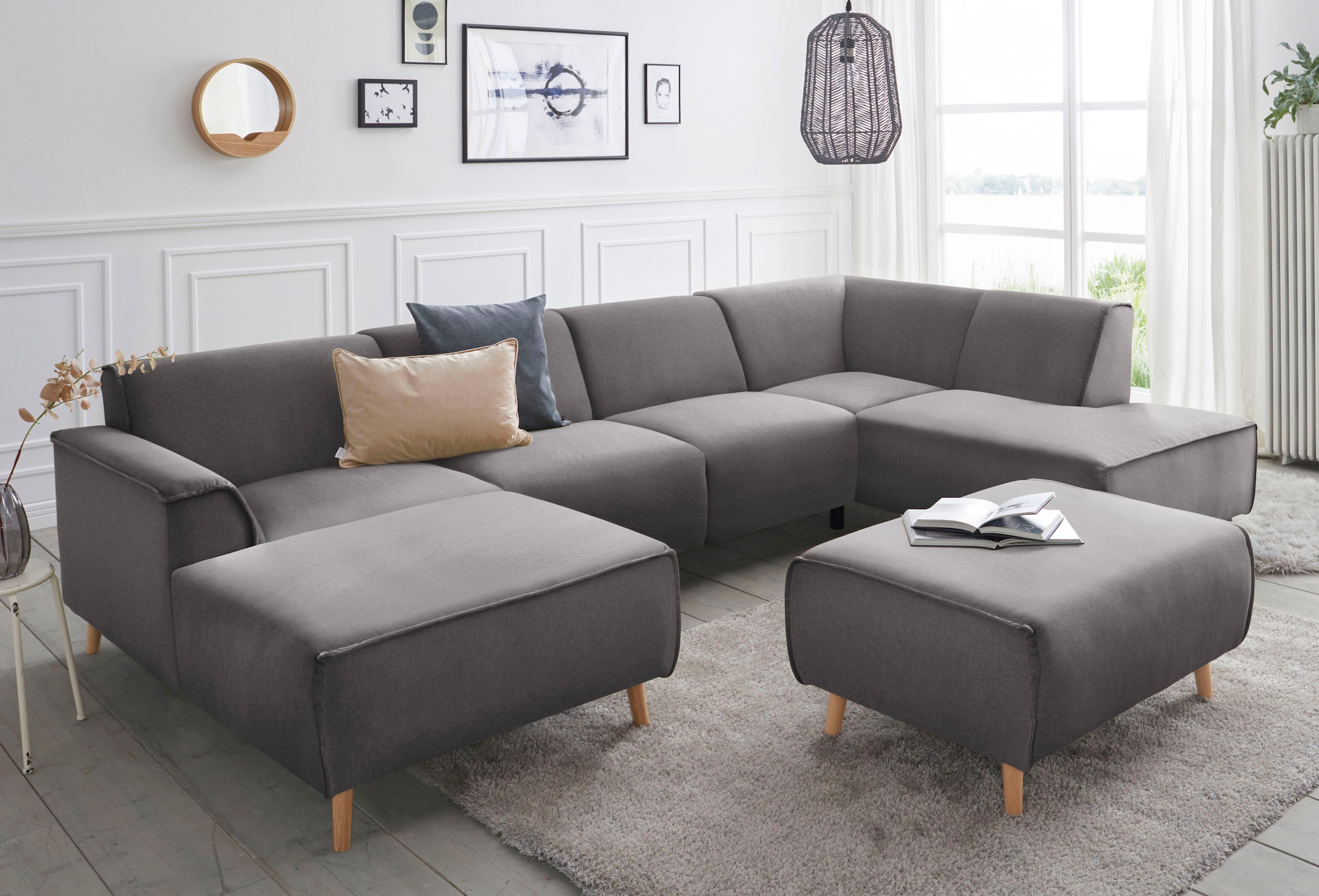 andas Wohnlandschaft »Janek U-Form«, mit Federkern und Keder in scandinavischem Design