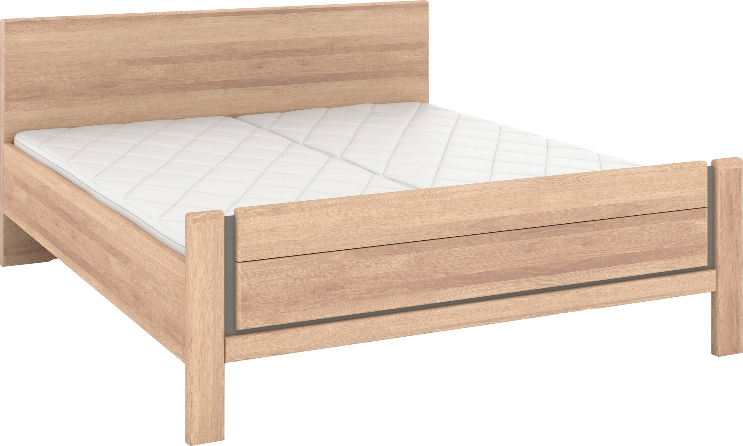 Musterring Holzbett »Sorrent, Bettgestell, Bettrahmen, teilmassiv Eiche«, (MADE IN GERMANY), Eiche teilmassiv, Liegehöhenverstellung, Stollenfußteil