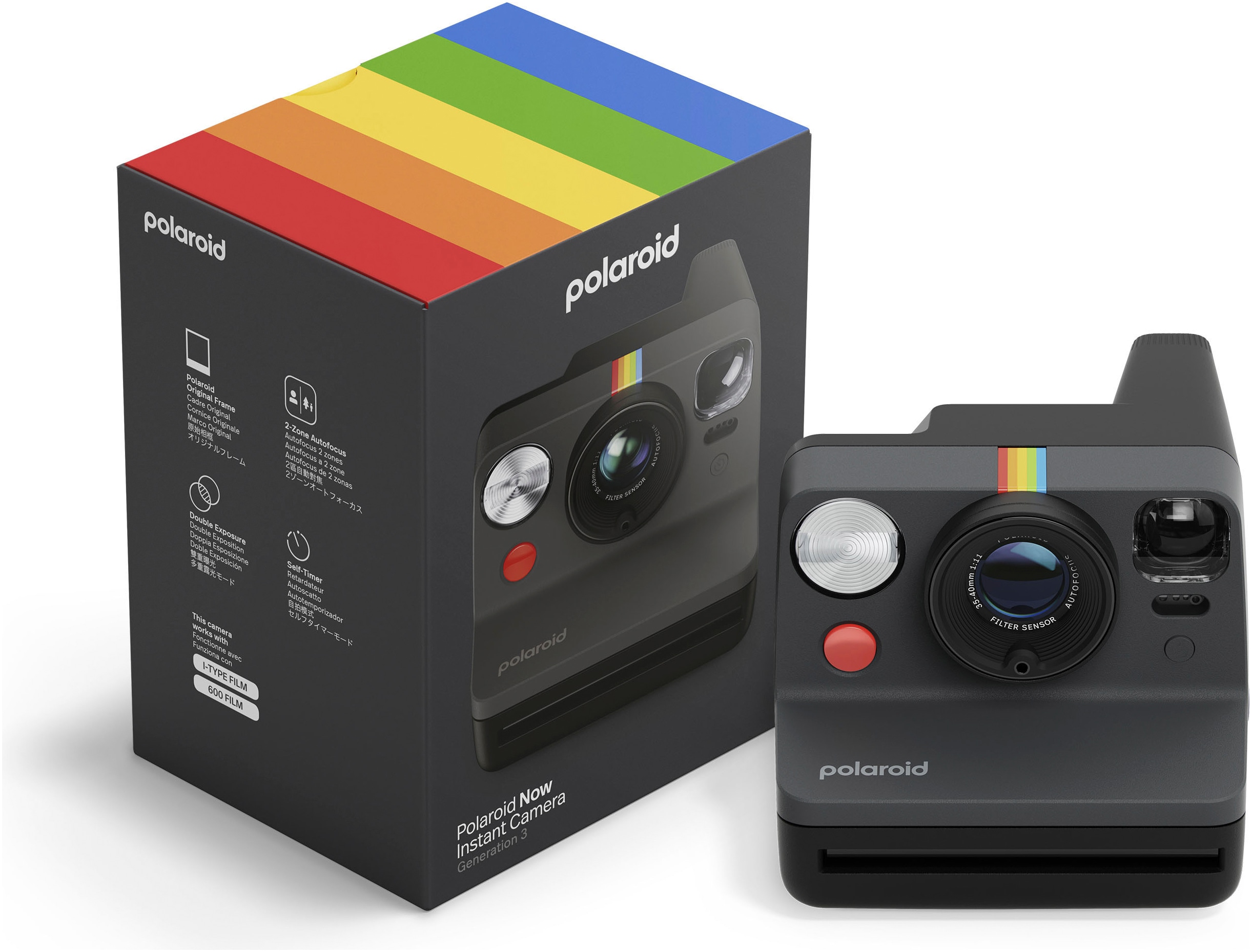 POLAROID Sofortbildkamera "Now Gen 3", B:15,02cm H:11,22cm T:9,6cm, schwarz, Fotokameras