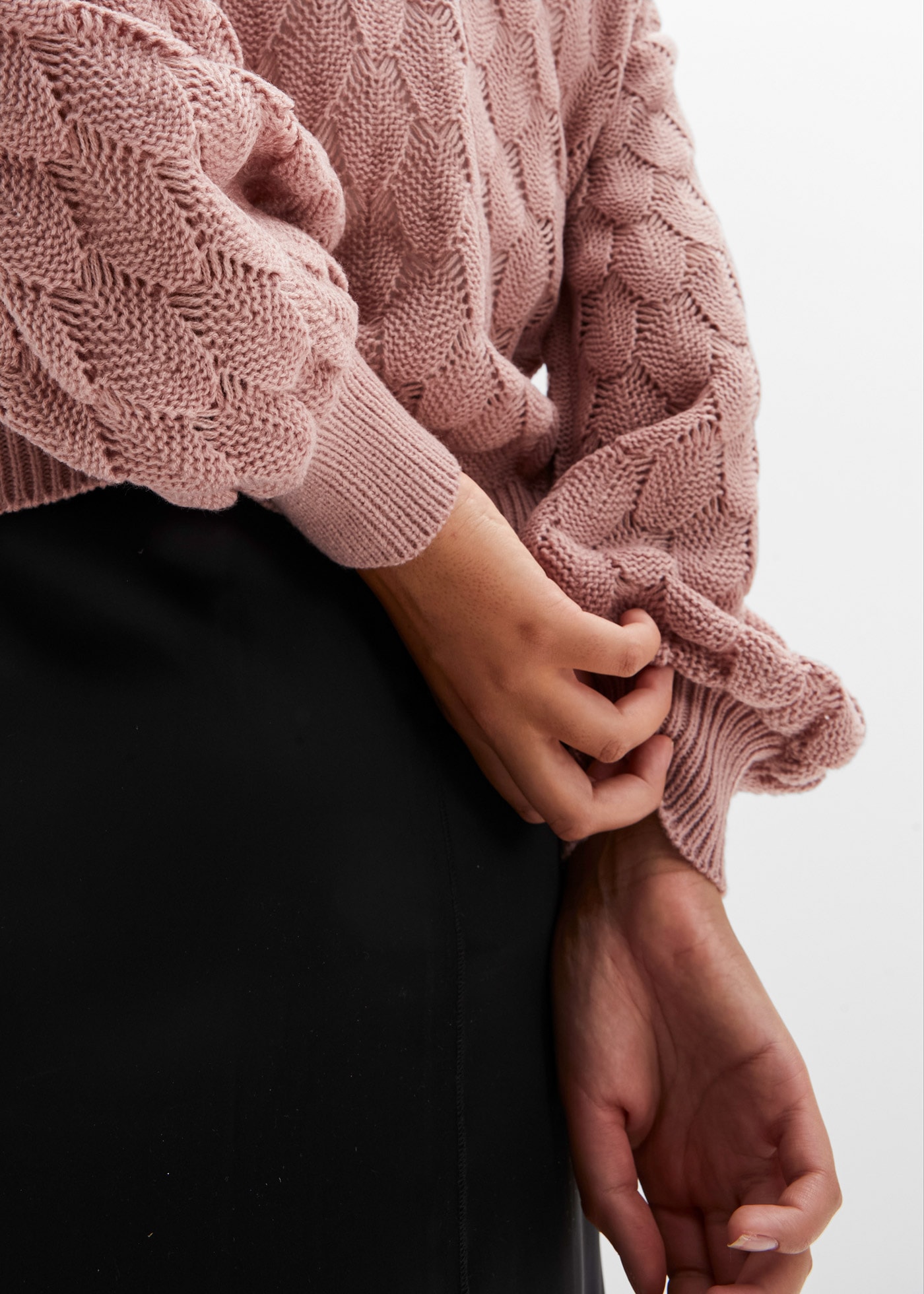 bonprix Ajourpullover »Ajour-Pullover« lässige Passform, Ballonärmel, tolles Ajour-Strickmuster