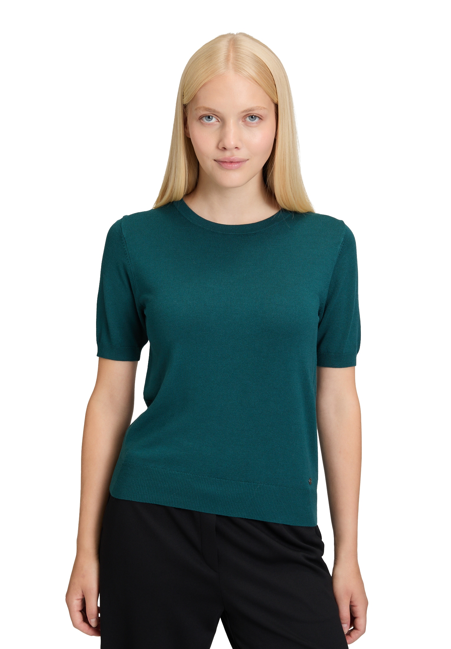 Betty&Co Kurzarmshirt "Betty & Co Damen Feinstrickpullover mit Rundhalsauss günstig online kaufen