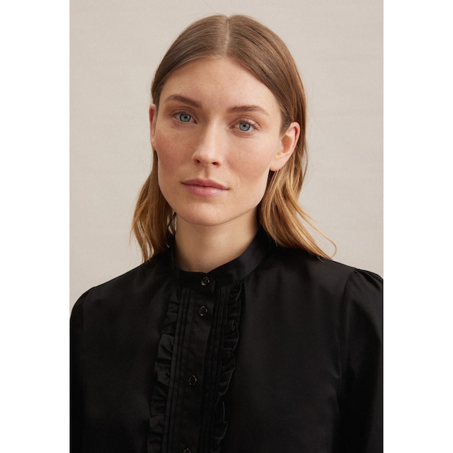 seidensticker Klassische Bluse »Schwarze Rose«, Langarm Kragen Uni glänzend  für bestellen | BAUR