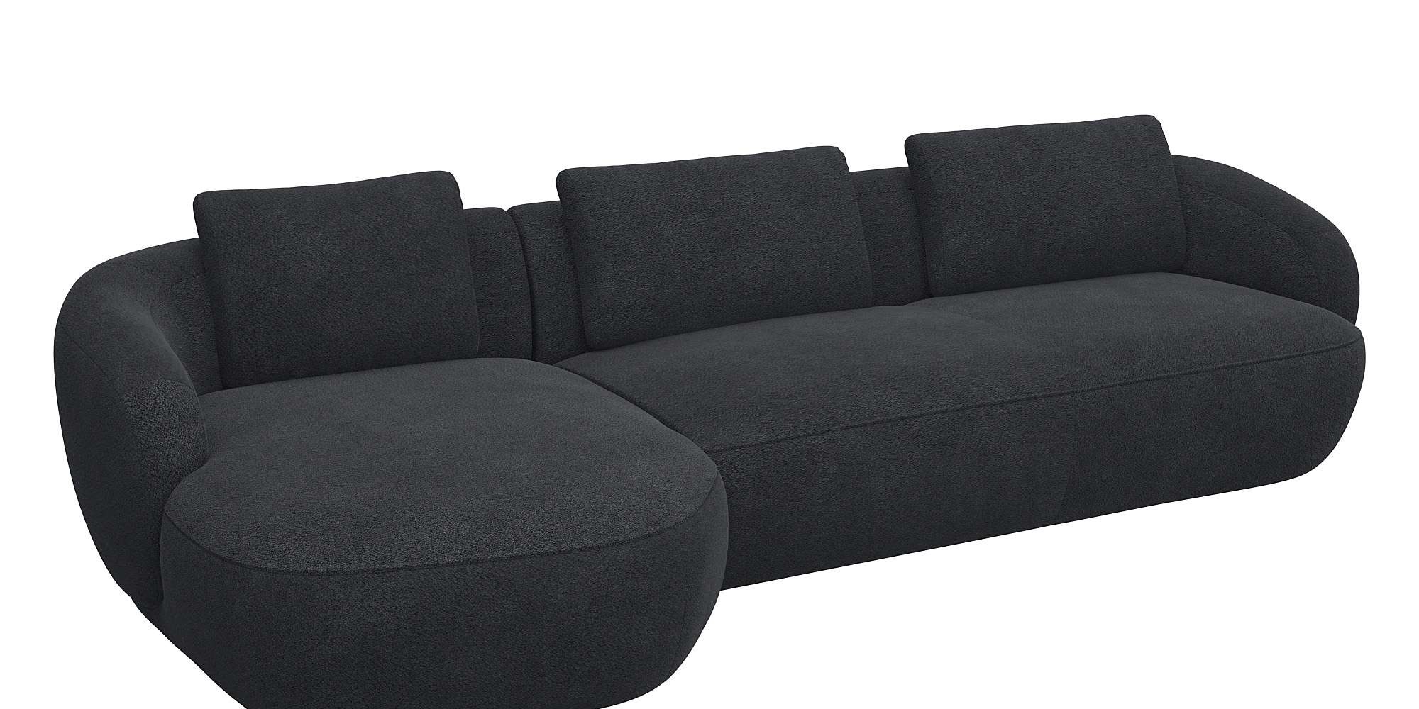 FLEXLUX Wohnlandschaft »Torino, rund, L-Form, Sofa-Ecke mit Recamiere, Longchair-Sofa«, Modernes, organisches Sofa-Design, Kaltschaum, Wellenunterfederung