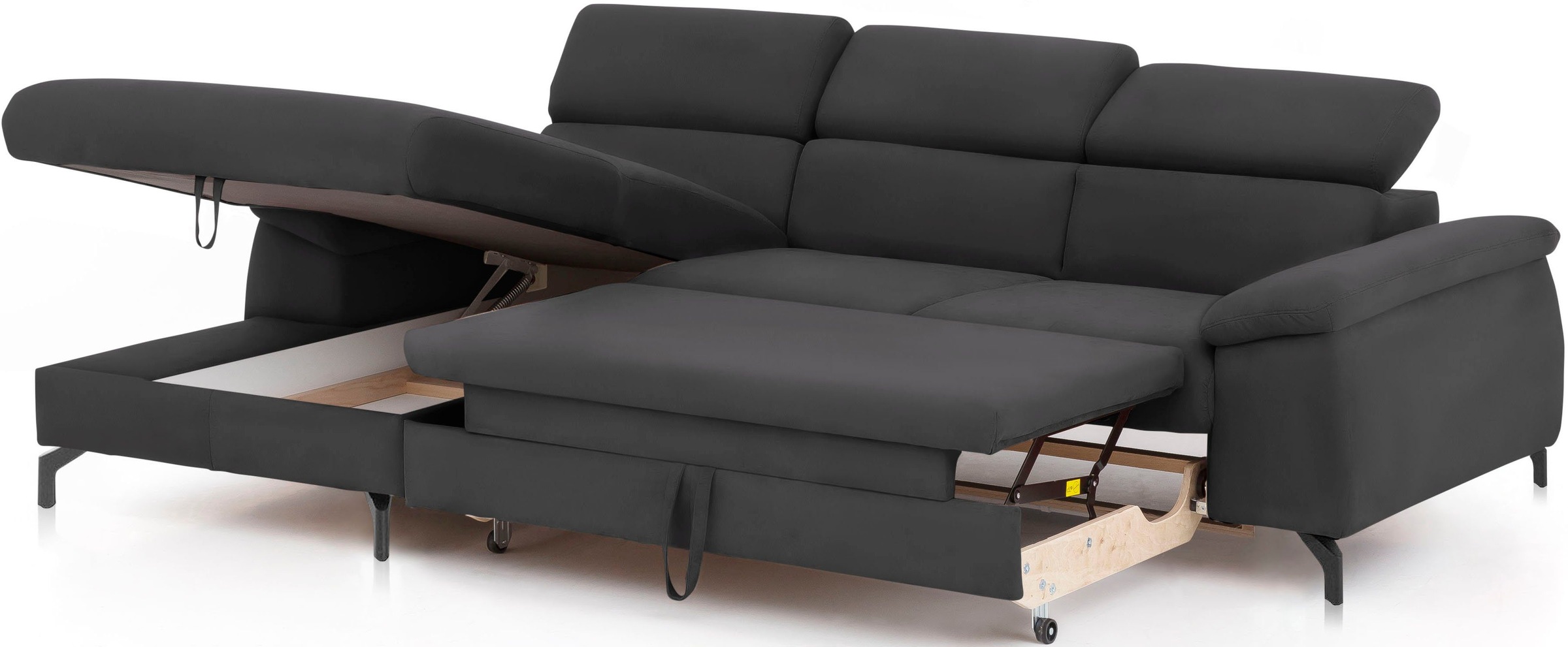 COTTA Polstergarnitur »Komaris«, (Set), Set: bestehend aus Ecksofa und Hocker, frei im Raum stellbar