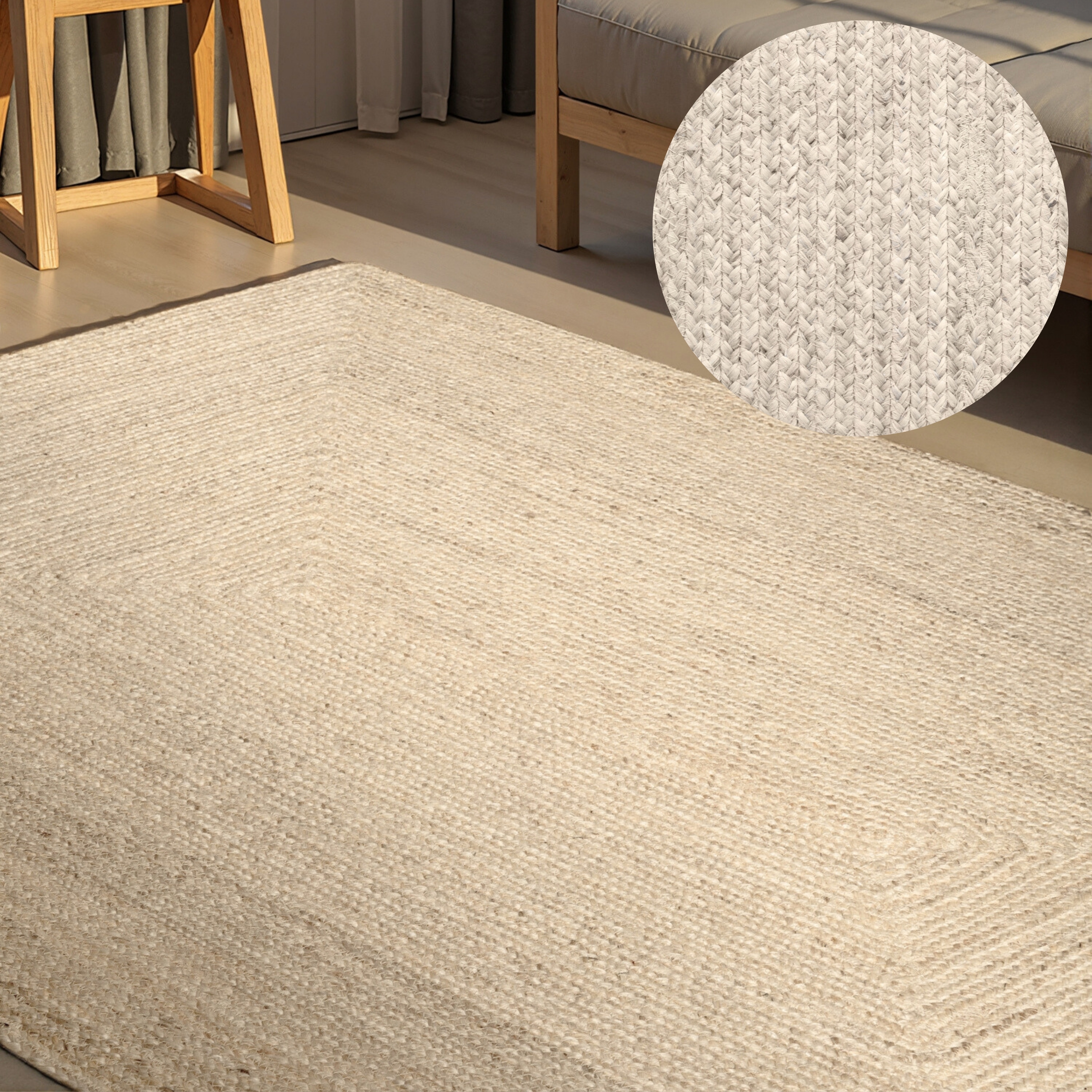 HANSE Home Teppich "Juteteppich Teppich Juno" rechteckig 9 mm Höhe Jute, Shape, Handgemacht, Wohnzimmerteppich, Naturteppich, Wohnzimmer