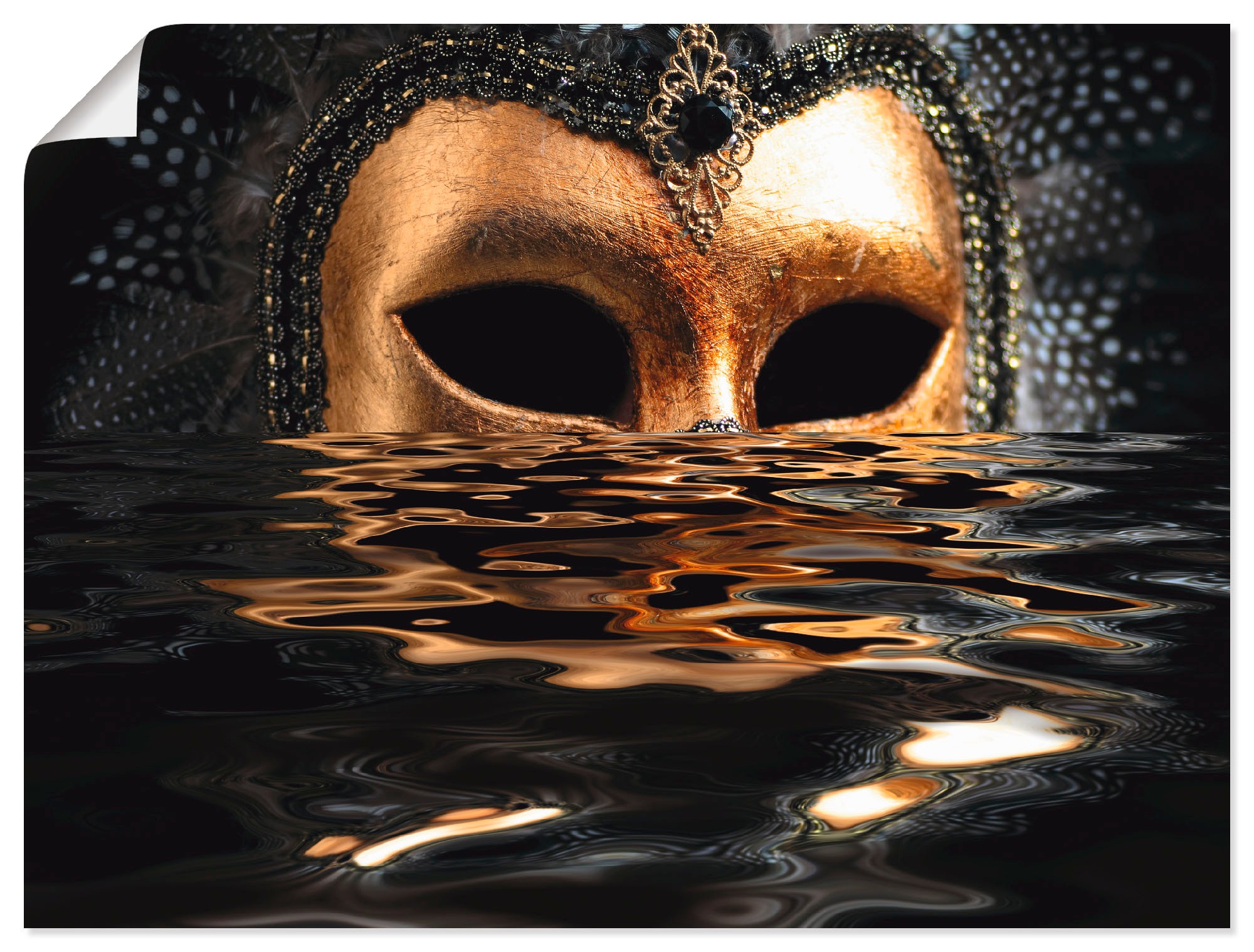 Artland Wandbild "Venezianische Maske mit Blattgold", Karneval, (1 St.), al günstig online kaufen