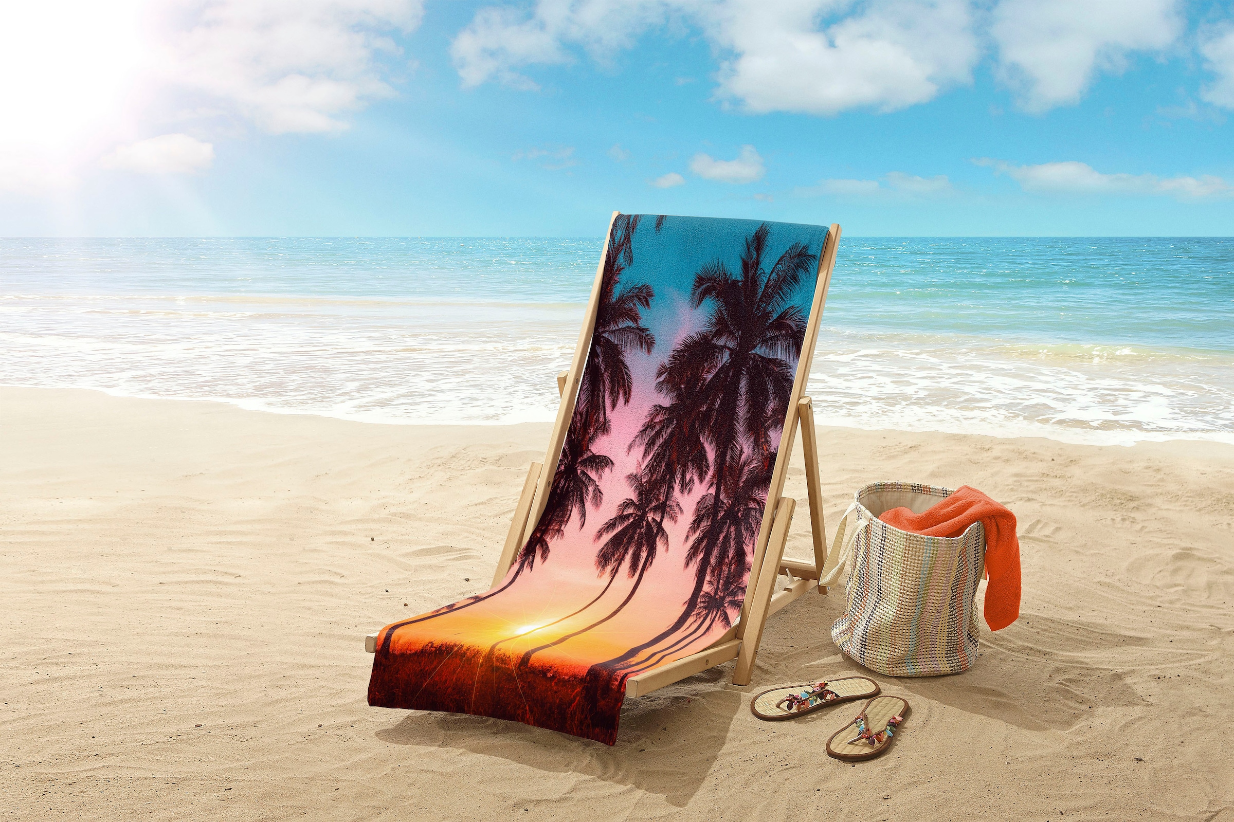 good morning Strandtuch »Bora Bora«, (1 St., Strandtuch 100 x 180 cm), Mikrofaser, 100x180, Schnelltrocknend, Sommer, Strand, Palme