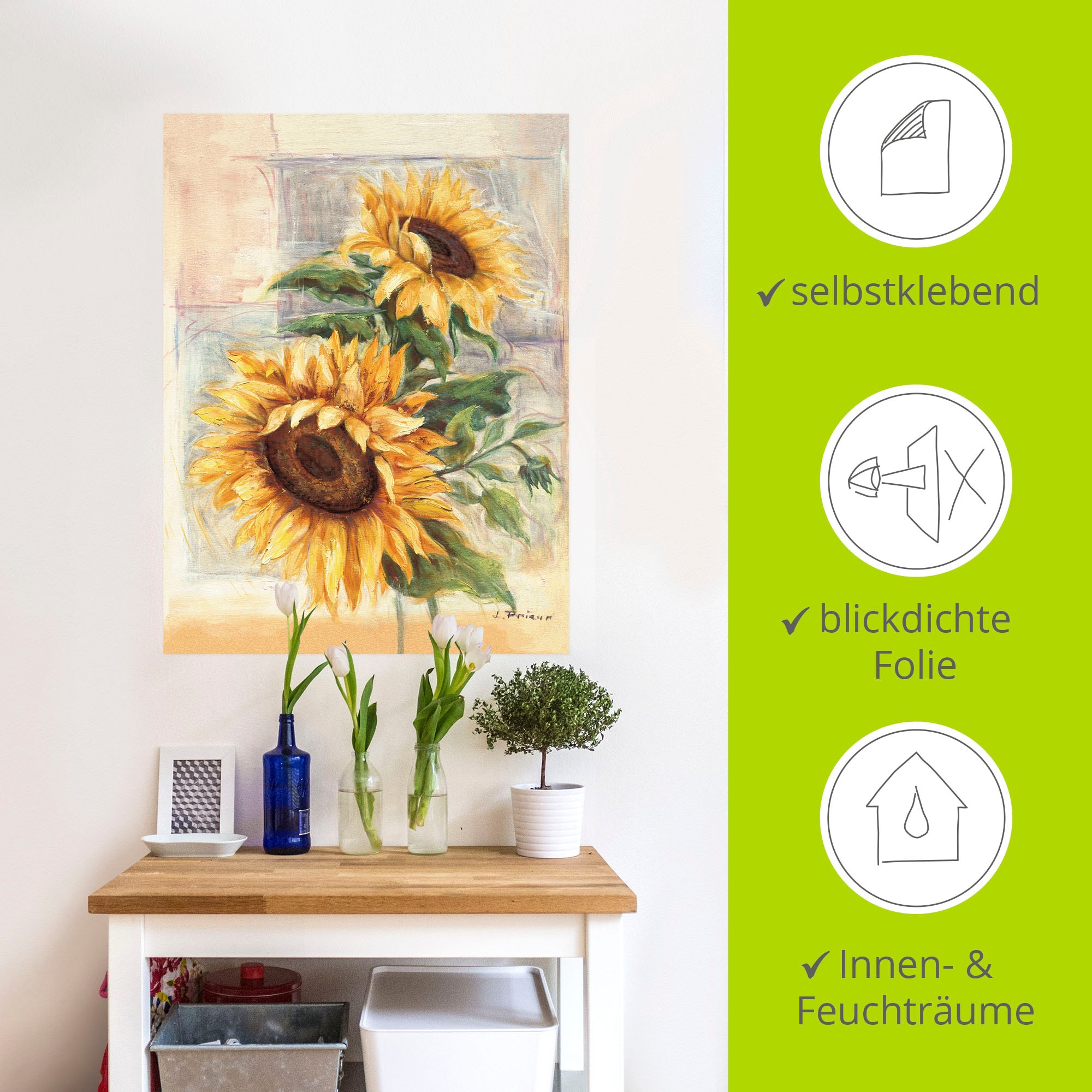 Artland Wandbild »Sonnenblumen II«, Blumen, (1 St.), als Alubild, Outdoorbild, Leinwandbild, Poster, Wandaufkleber