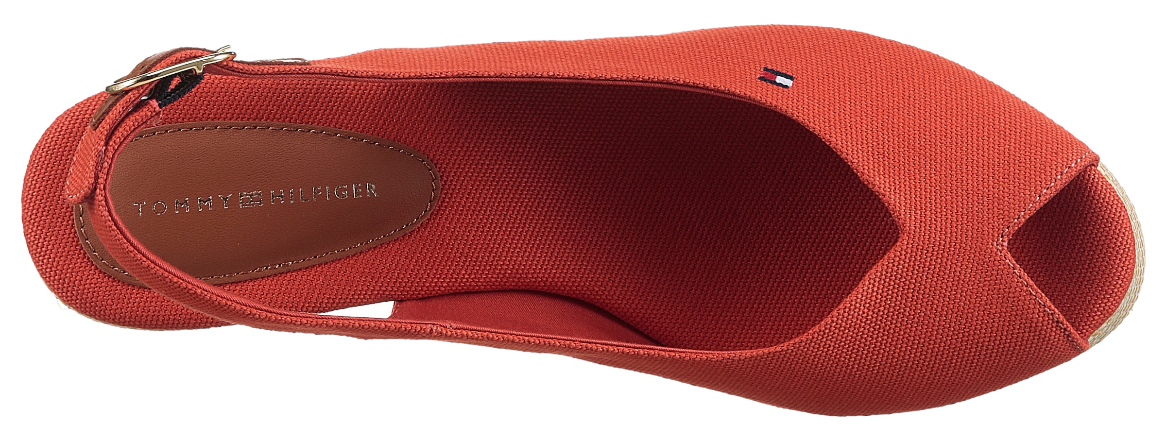Tommy Hilfiger Keilsandalette »FLAG MID WEDGE ESPAD SLINGBACK«, Plateau, Sommerschuh, Riemchensandale mit verstellbarer Schnalle
