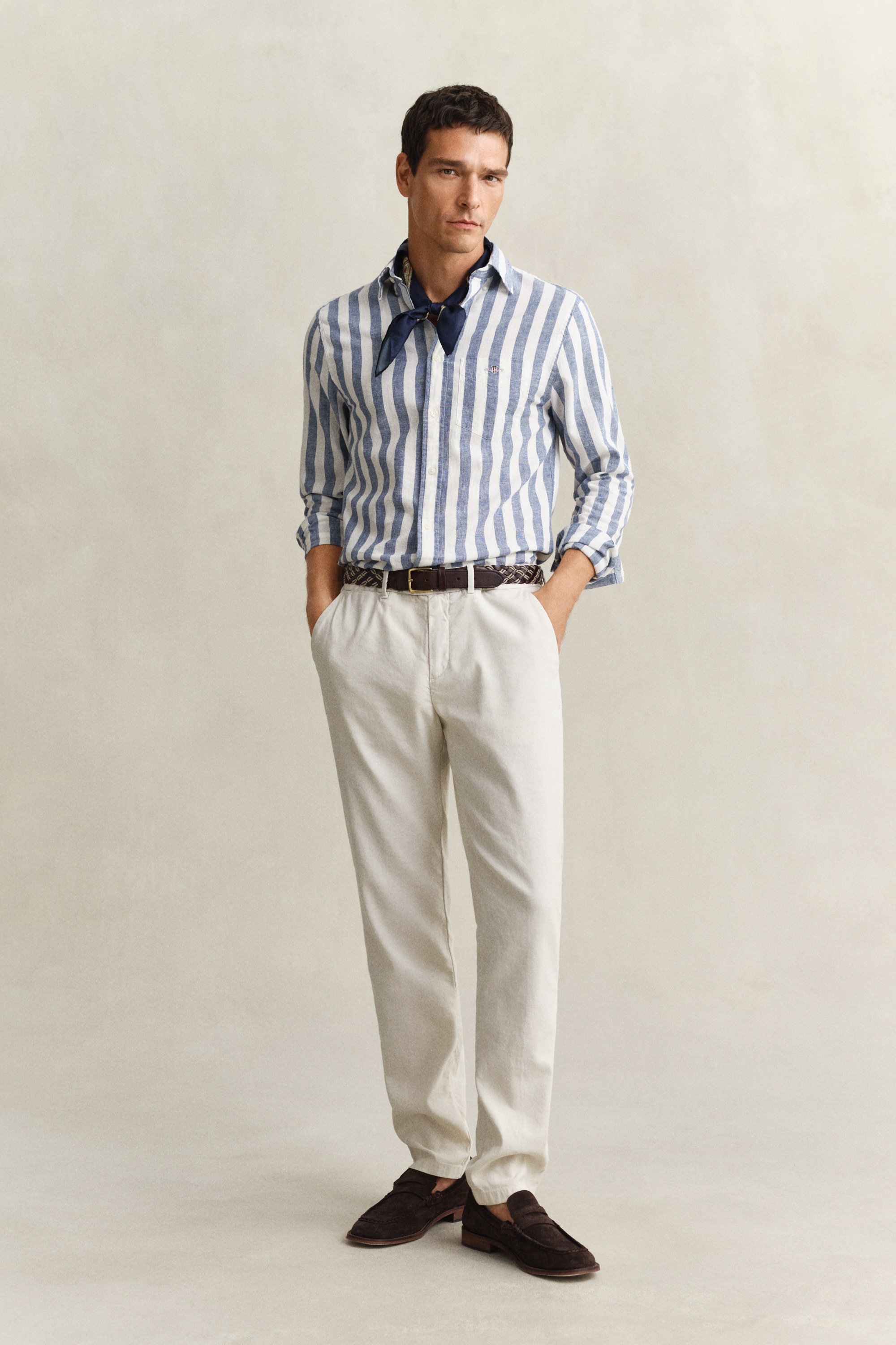 Gant Langarmhemd »REGULAR COTTON LINEN STRIPE« Button-down-Kragen