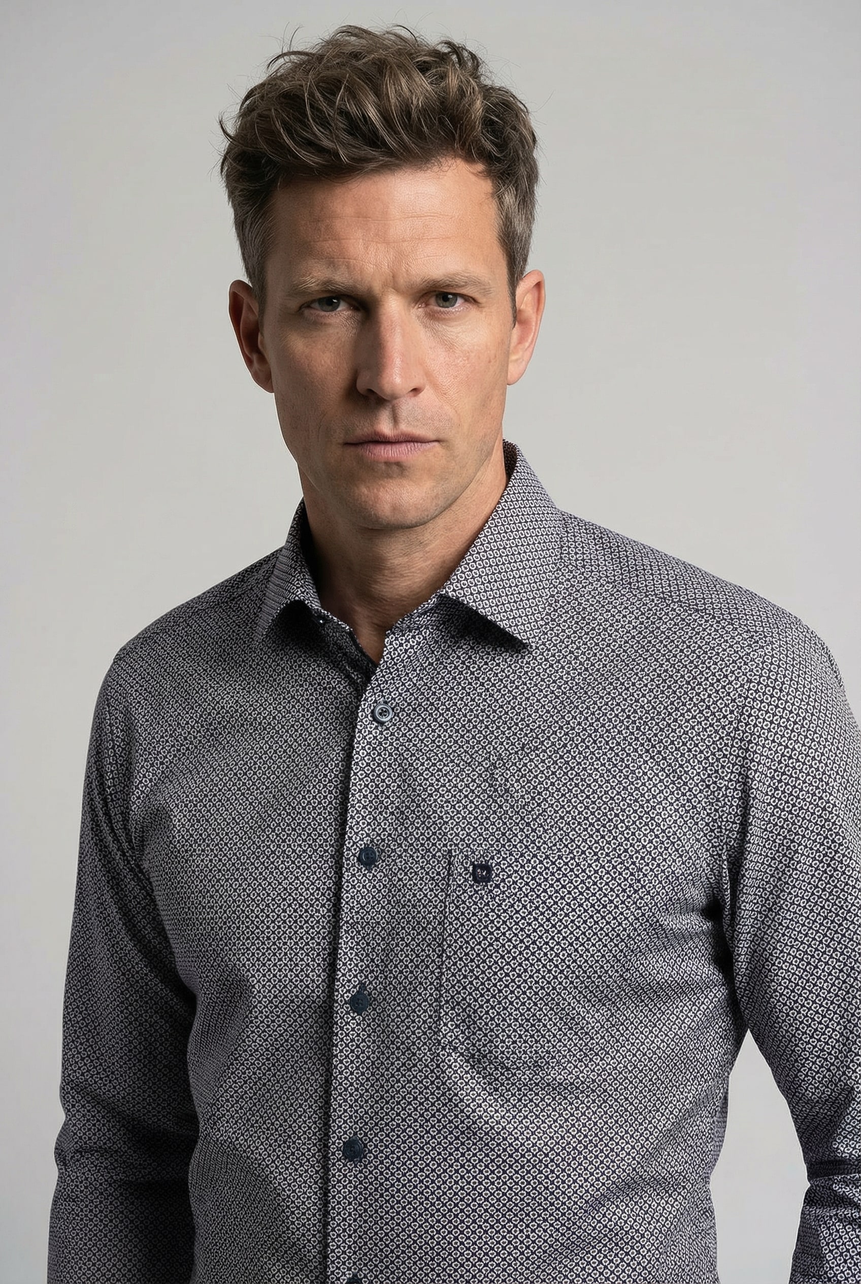 OLYMP Langarmhemd »Luxor« fein gemustert, Businesshemd, modern fit, New Kentkragen