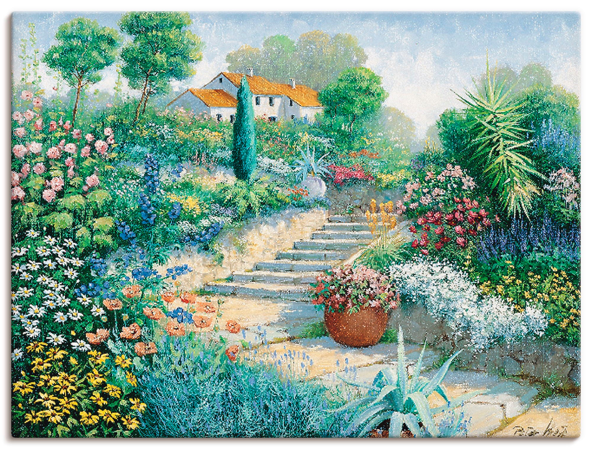 Artland Leinwandbild "Überall Blumen" Garten 1 Stk. tlg. auf Holzrahmen gespannt