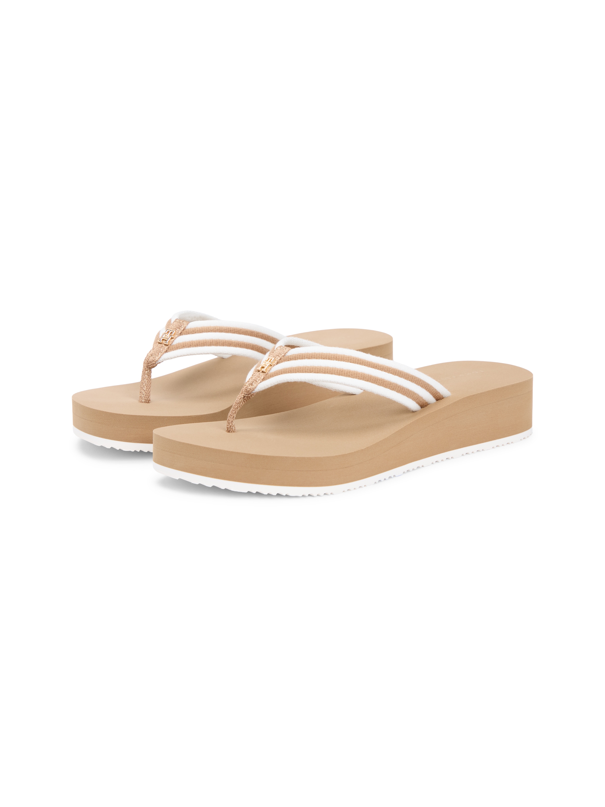 Tommy Hilfiger Zehentrenner "TH STRIPE SUMMER SANDAL" Sommerschuh, Dianette, Plateauschuh mit gestreifter Bandage