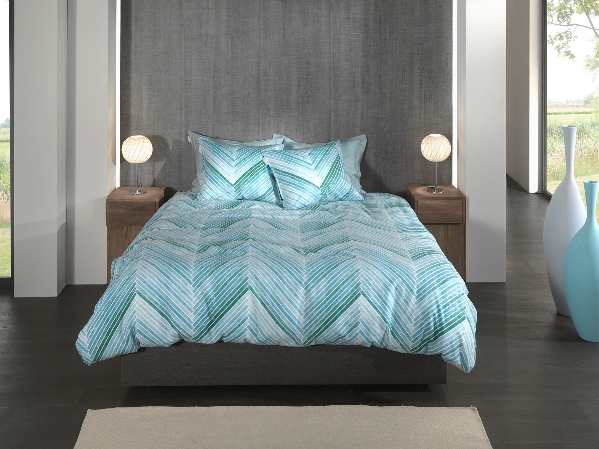 Heckett & Lane Bettwäsche "Vita" 2 Streifen Design, 100% Baumwolle ab 135x2 günstig online kaufen