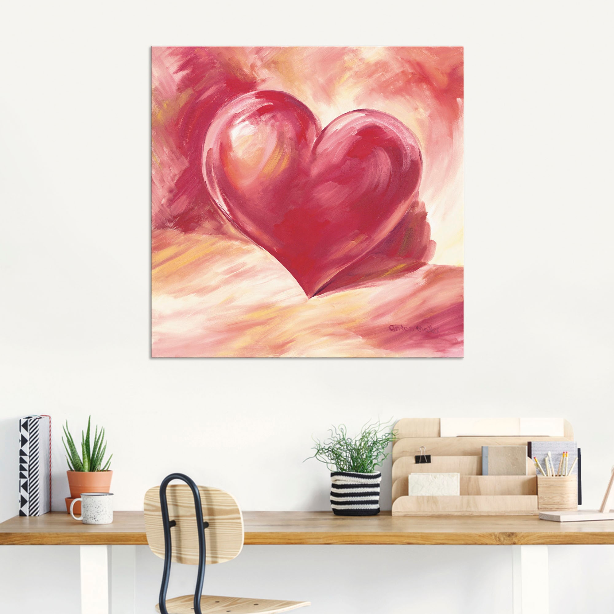 Artland Wandbild »Rosa/rotes Herz«, Herzen, (1 St.), als Alubild, Outdoorbild, Leinwandbild, Poster, Wandaufkleber