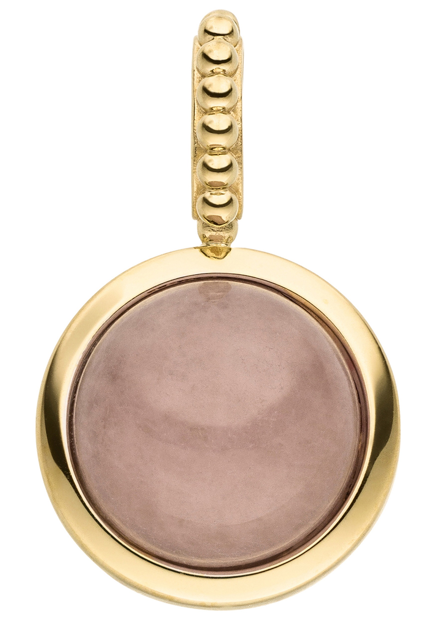 Kettenanhänger JOBO, gelb (gelbgold 375, rosa), Schmuckanhänger, Damen, Gelbgold 375, Kettenanhänger, 375 Gold mit Chalcedon rosa rund