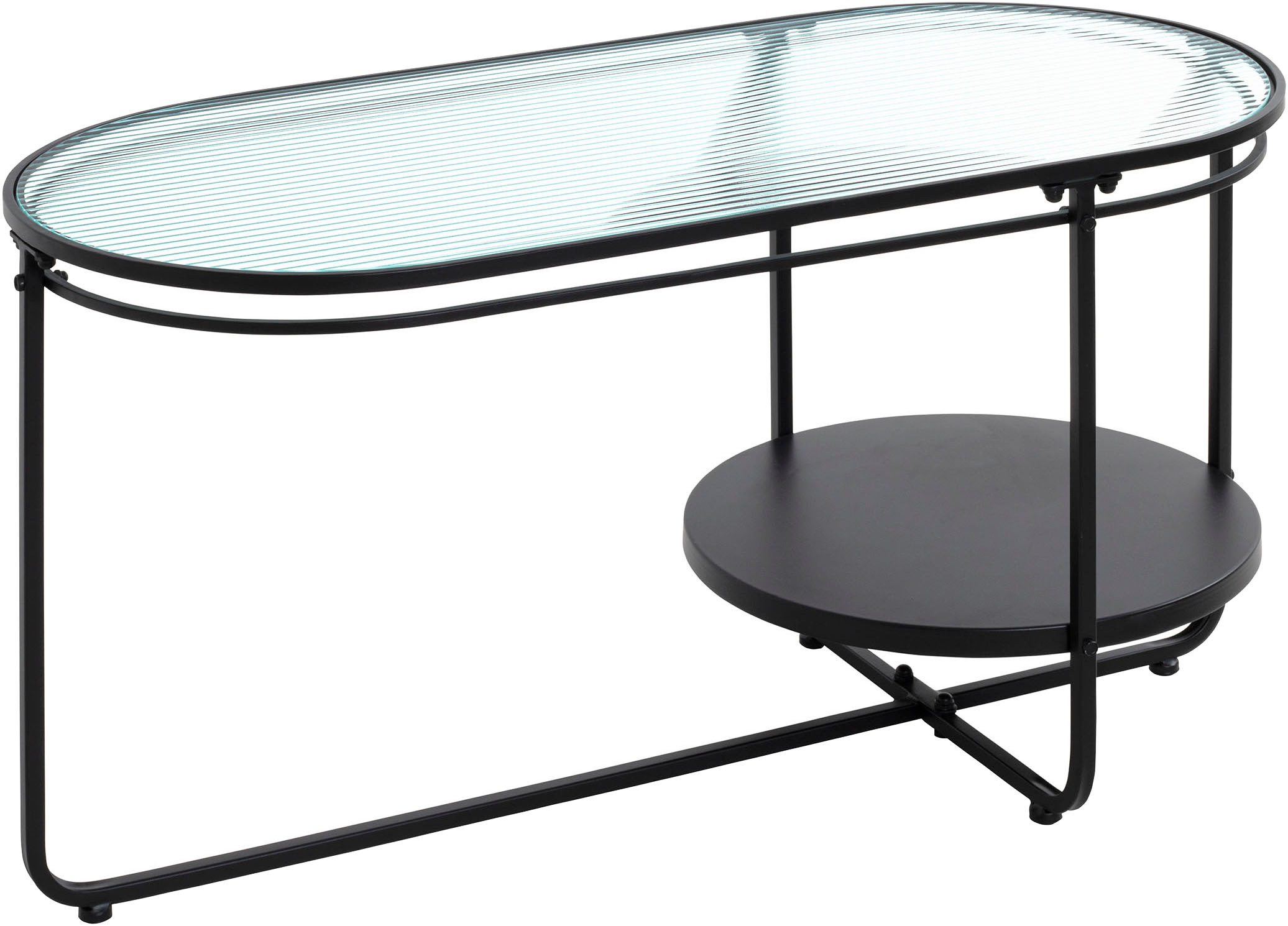 HAKU Couchtisch "Sofatisch, Wohnzimmertisch" 1 Stk. tlg. oval - aus Metall Schwarz B/T/H 90/42/49 cm