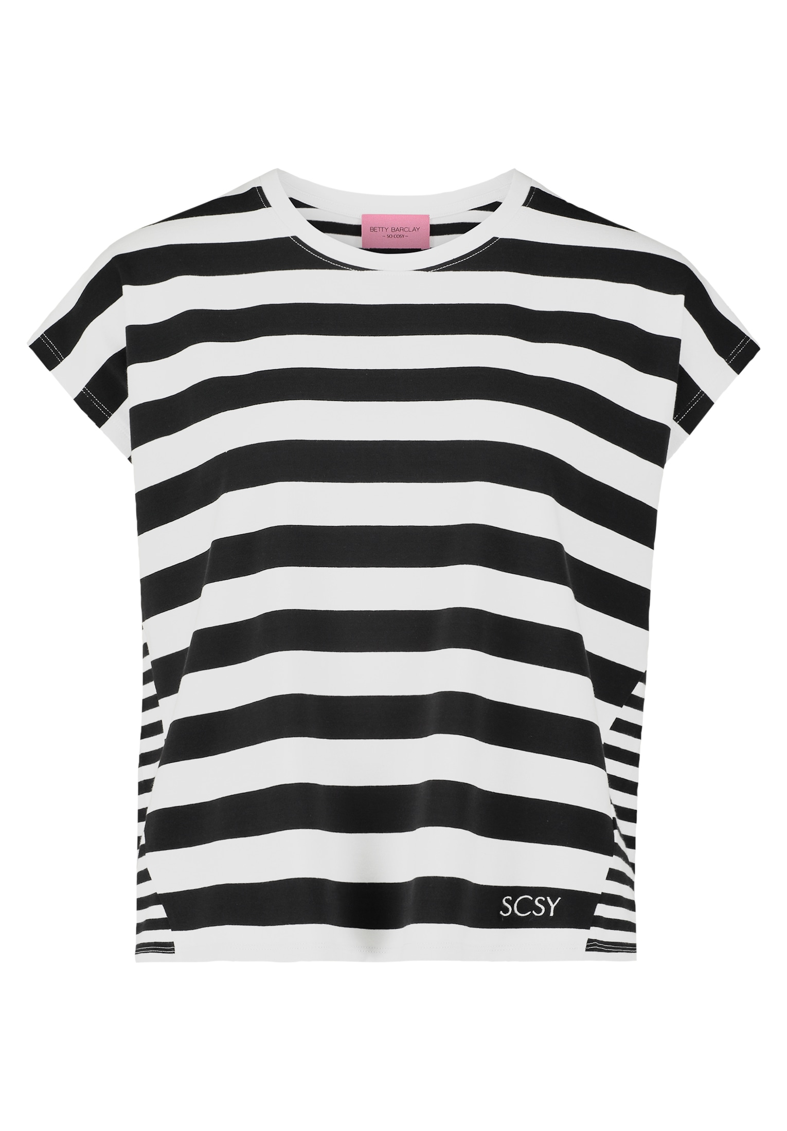 Betty Barclay Kurzarmshirt »Betty Barclay Basic Shirt mit Streifen«, (1 tlg.), Materialmix