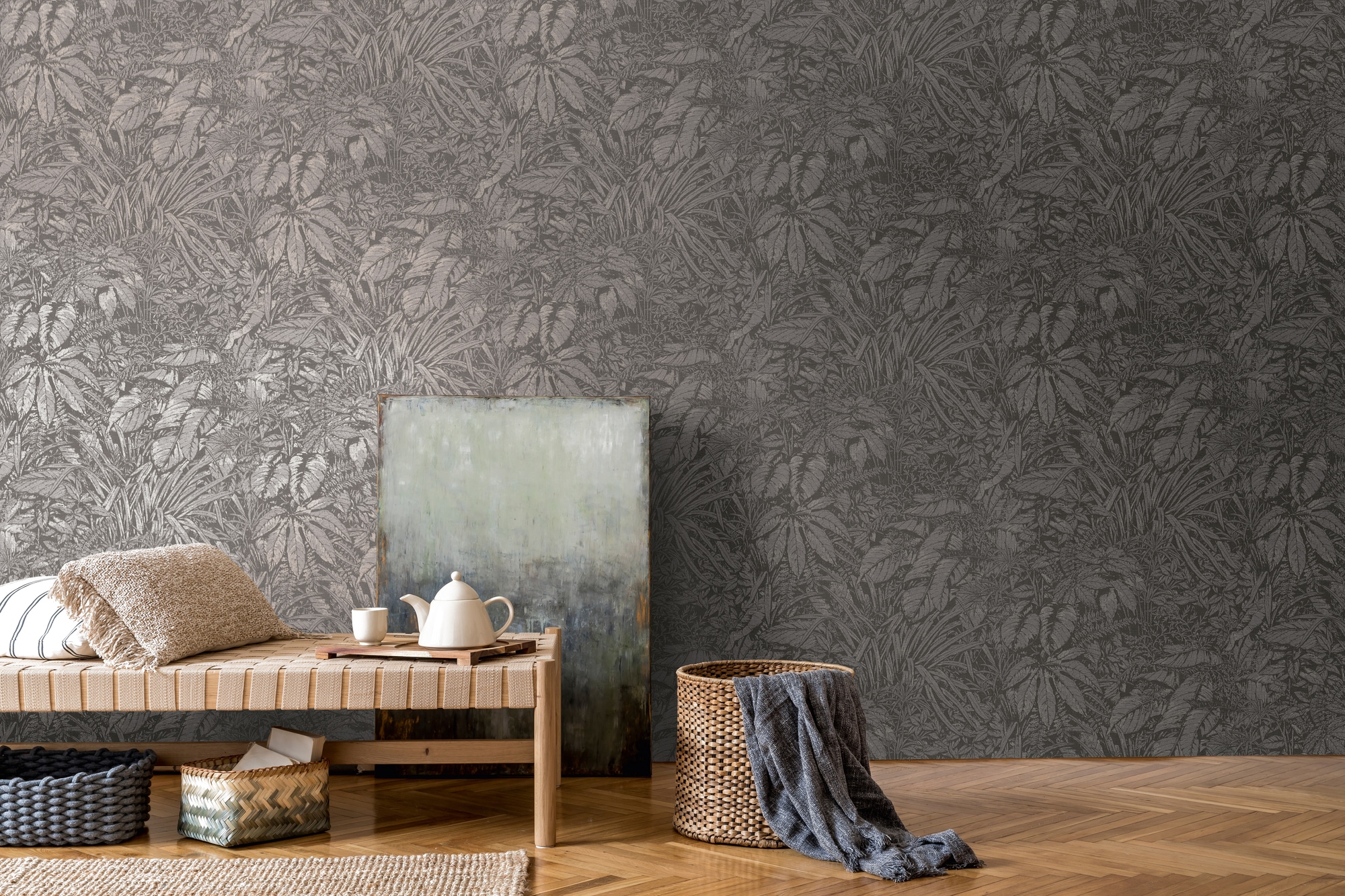 living walls Vliestapete »Smart Surfaces Natur-Tapete Mustertapete Floral Natur«, leicht glänzend, Vliestapete Dschungel für Schlafzimmer Küche Wohnzimmer Natur Design