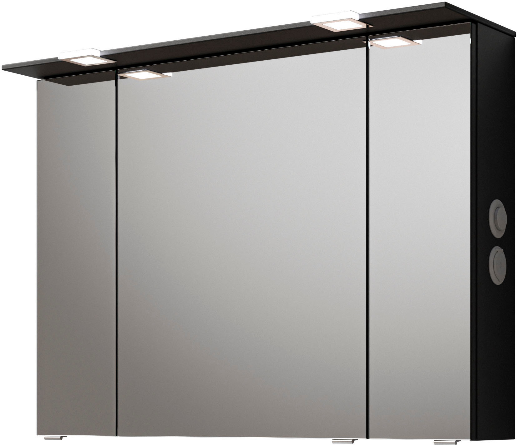 Saphir Badmöbel-Set »Serie 6025 2-teilig Mineralmarmor-Waschtisch mit LED-Spiegelschrank«, (2 St.), Waschplatz 97 cm breit, 2 Schubladen, 3 Spiegel-Türen, inkl Türdämpfer