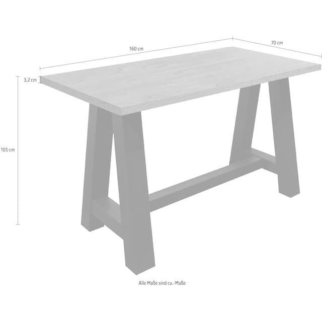 A-Form BAUR bestellen 120, in (Breite 160 Gestell | Mäusbacher cm) oder 140 Bartisch,