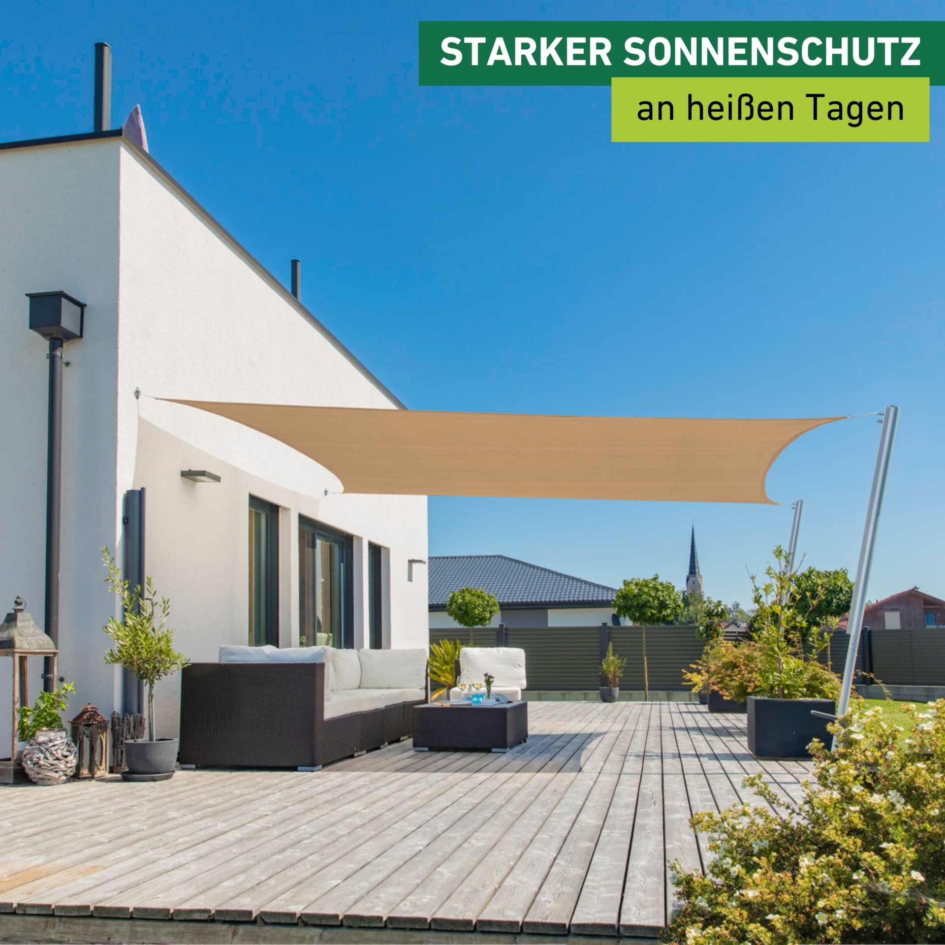 Windhager Sonnensegel »Capri, Rechteckiges Segel zur Beschattung von Garten, Terrasse, Balkon« Sonnenschutz 3 x 4 m, erhältlich in grau, champagner oder reed