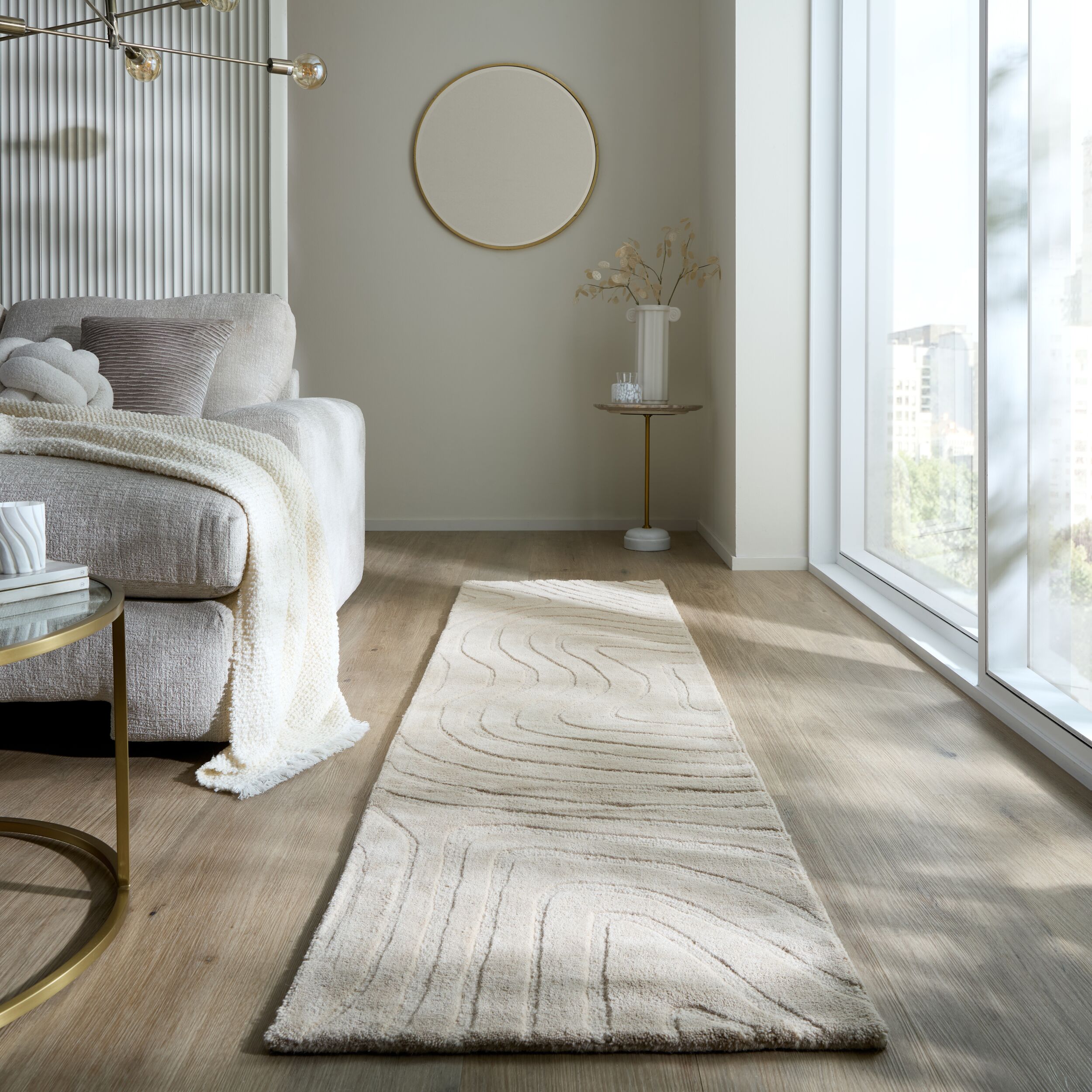 FLAIR RUGS "Mesmerise, abstrakt" rechteckig 14 mm Höhe Wollteppich mit Hoch-Tief Effekt