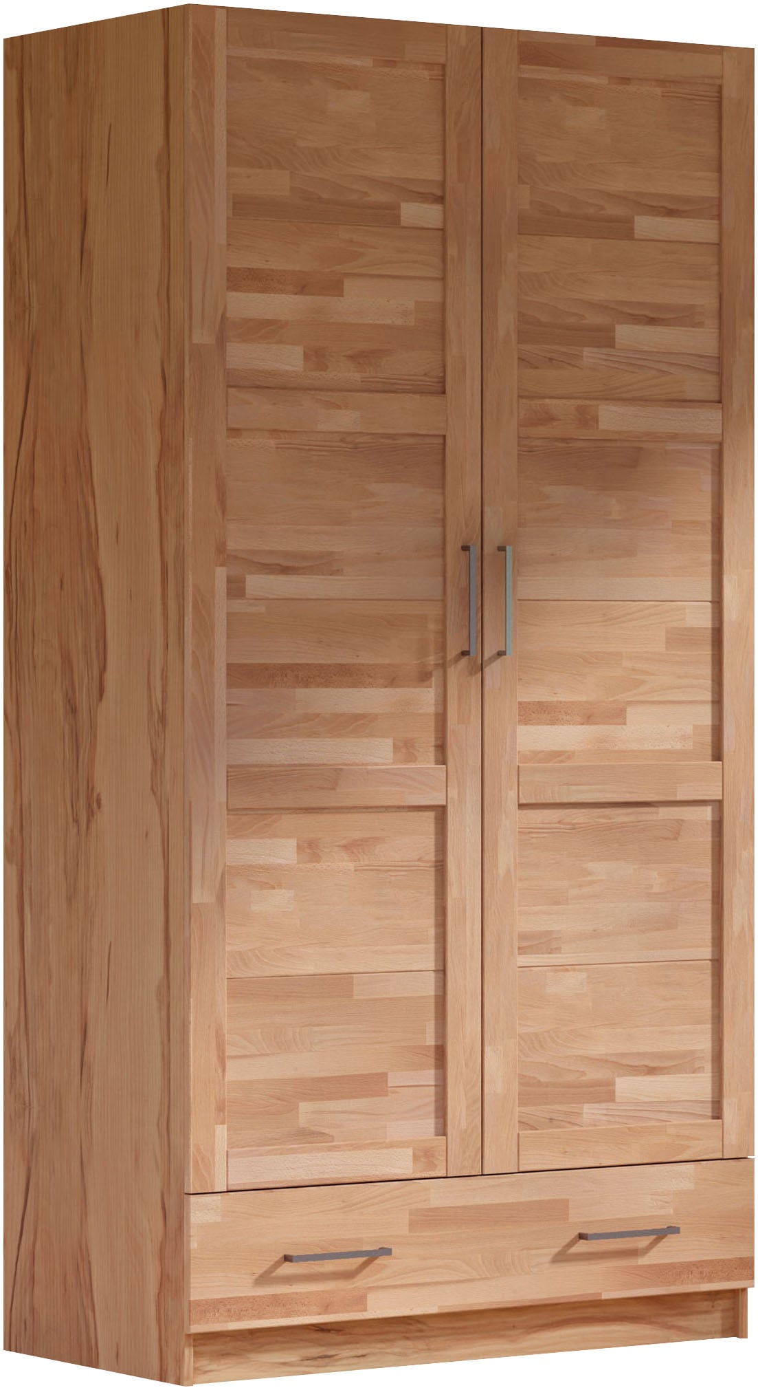 OTTO home Kleiderschrank "Sabrina, 97x60x200cm, natürlicher Landhausstil" teilmassiv, Buche oder Eiche, FSC-zertifiziert, Metallgriffe