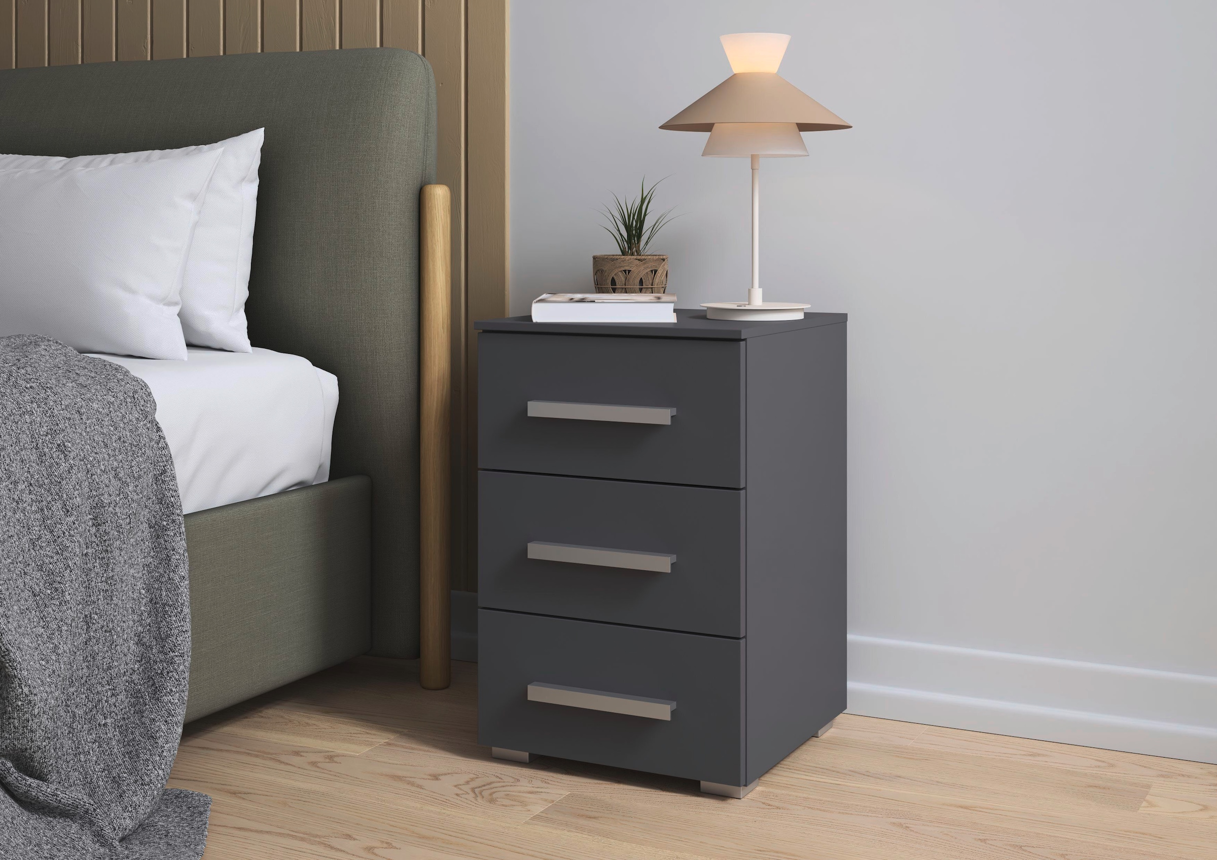 rauch Nachtkommode »Nachttisch Nachtkonsole Nachtschrank KOLUNA mit Dekorfront«, (Breite 40 cm), mit 3 geräumigen Schubladen für viel Stauraum MADE IN GERMANY
