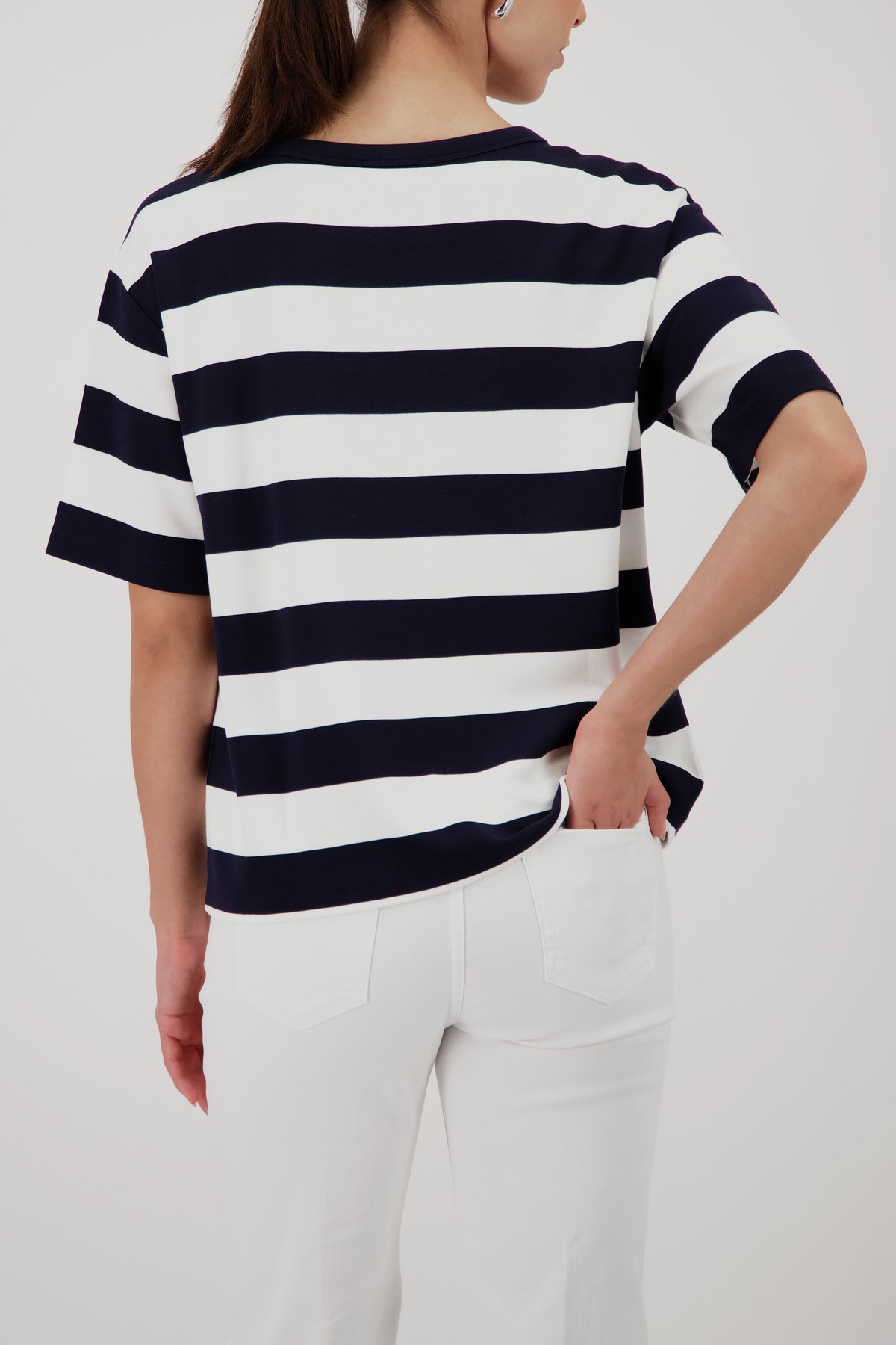 Monari Sweatshirt »Sweatshirt Basic Ringel+Schmuck«, Regular fit mit Strasssteinen
