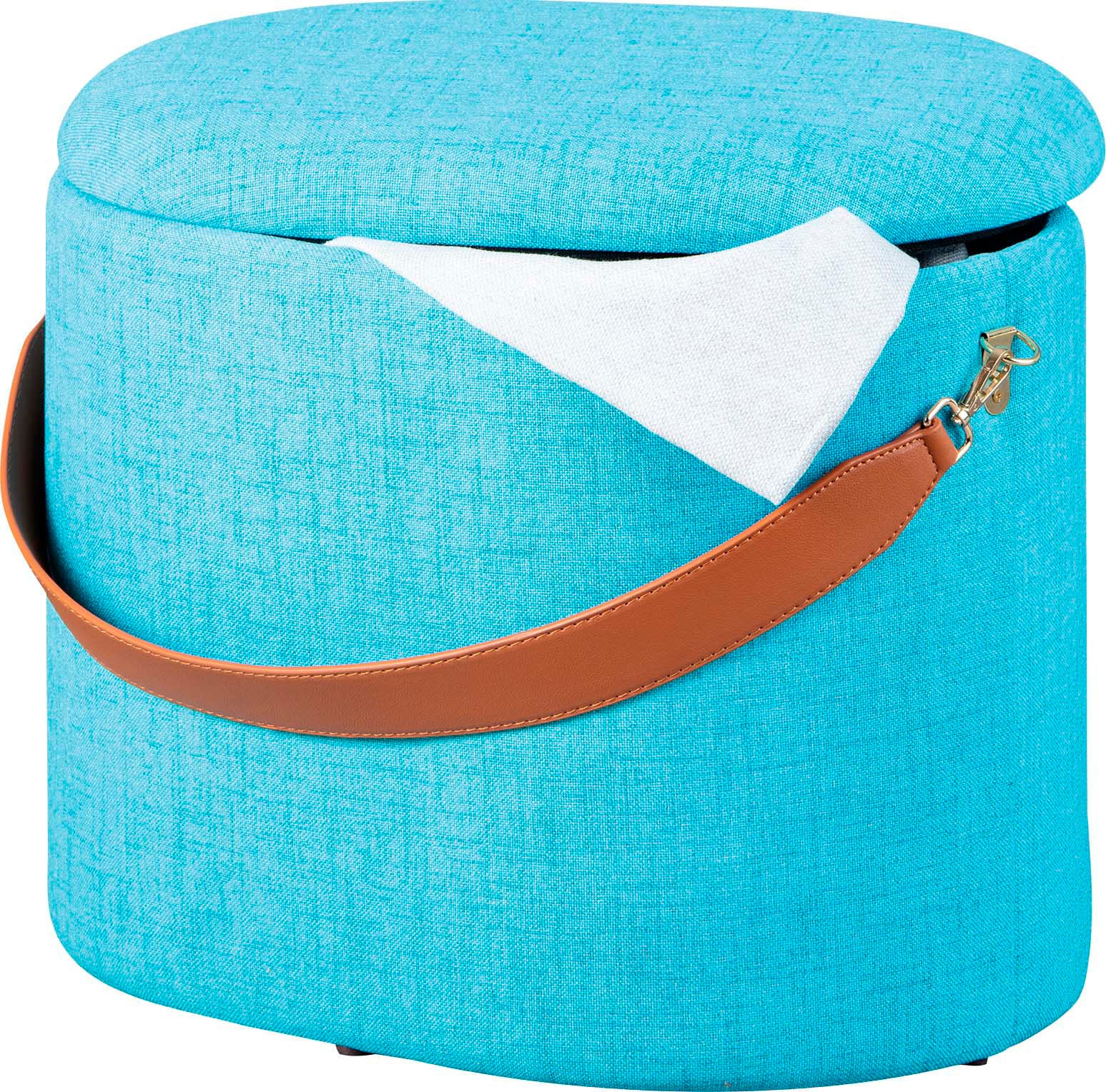Inter Link Hocker »Dilia Stauraumhocker, Sitzhocker, Pouf, moderne Trendfarben« Mit Stauraum & abnehmbarem Deckel, 100% Polyester, BxTxH: 42x30x36 cm