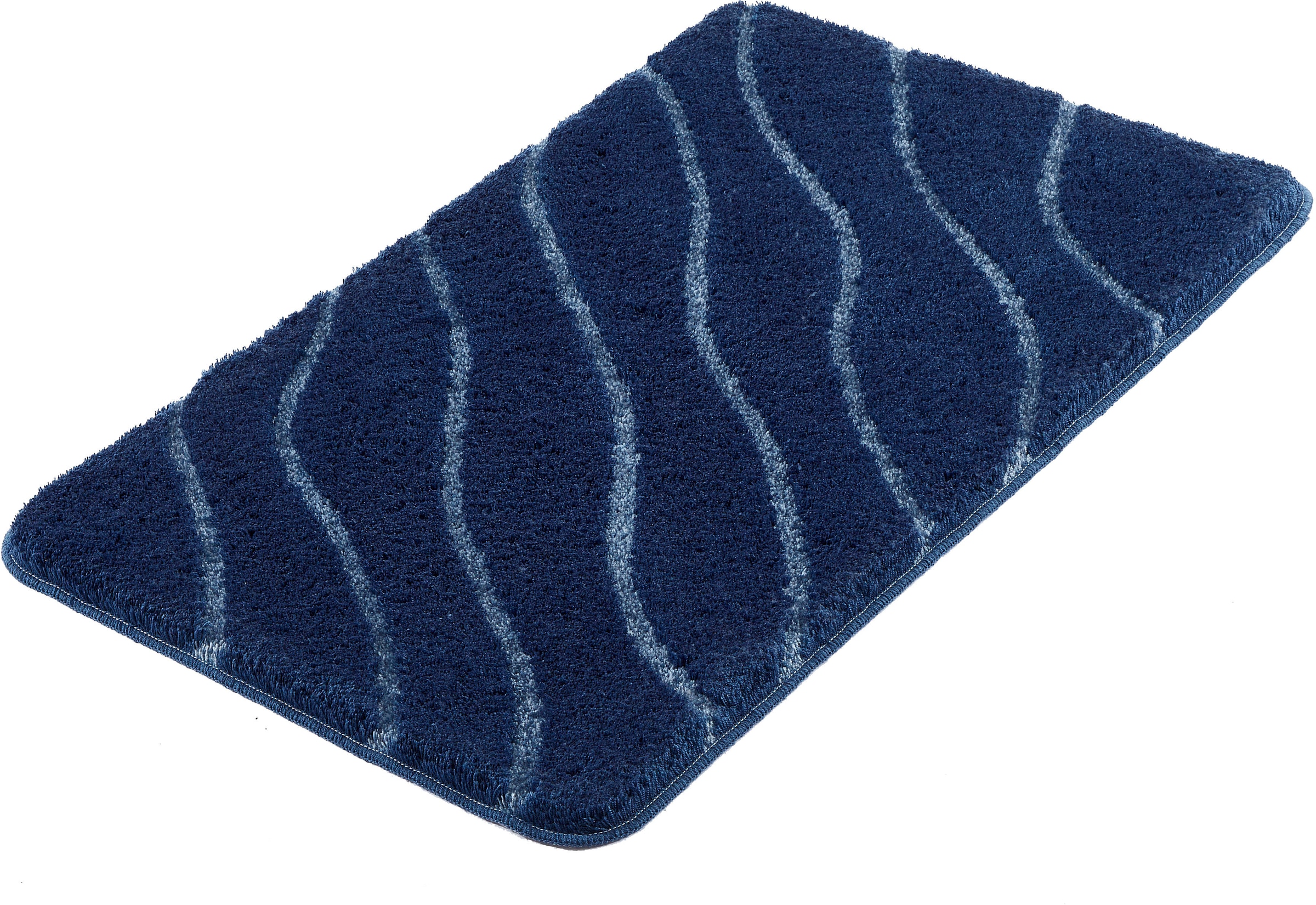 Kleine Wolke Badematte "Tram, Badvorleger, Badezimmer Teppich" Höhe 20 mm rutschhemmend beschichtet fußbodenheizungsgeeignet Badteppich, modernes Wellen Design, Hoch-Tief Effekt