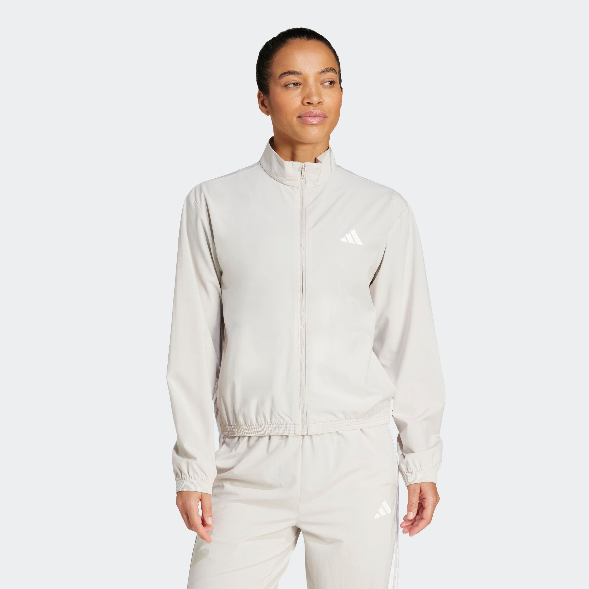 Adidas Sweat-shirt à Zip Train Essentials 3 Stripes Woven Warm Up Wonder Alumina / White S 2