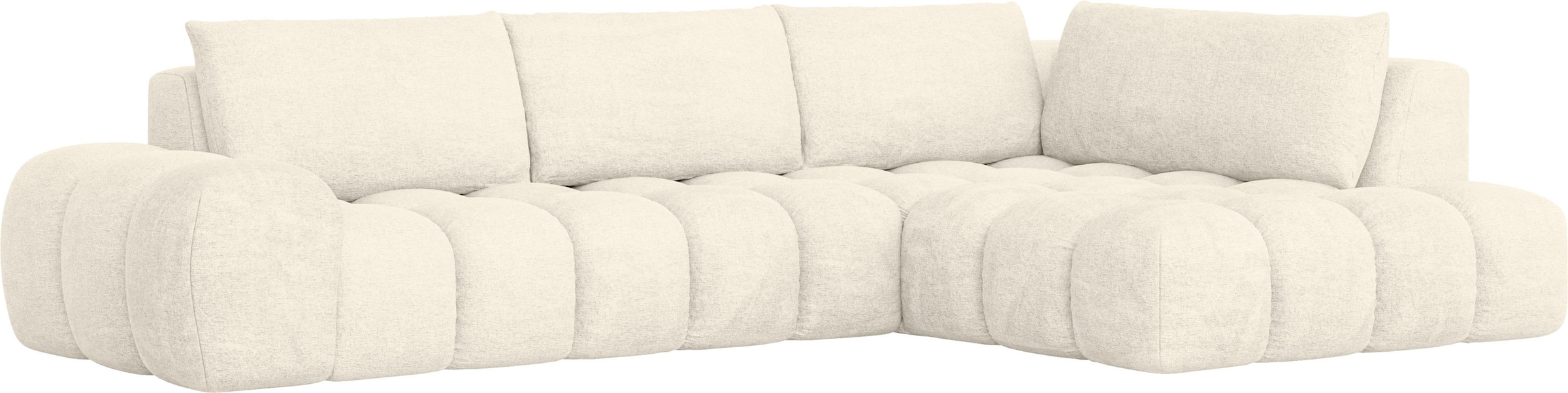 INOSIGN Ecksofa »AZITA Designsofa, elegant und bequem L-Form, Bubble-Optik«, lose Rückenkissen, traumhafte Steppung, Maße B/T/H: 352/210/72 cm