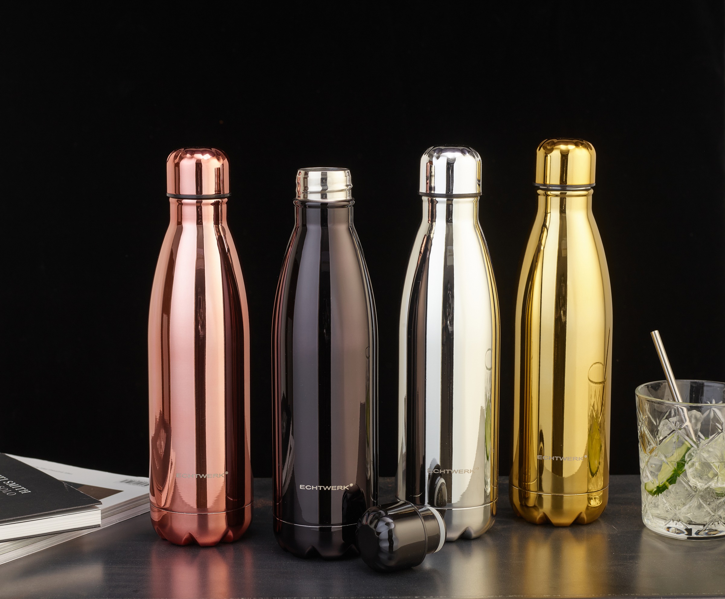 ECHTWERK Isolierflasche »Shiny«, Trinkflasche, Klavierlackoptik, aus hochwertigem Edelstahl, BPA-Frei