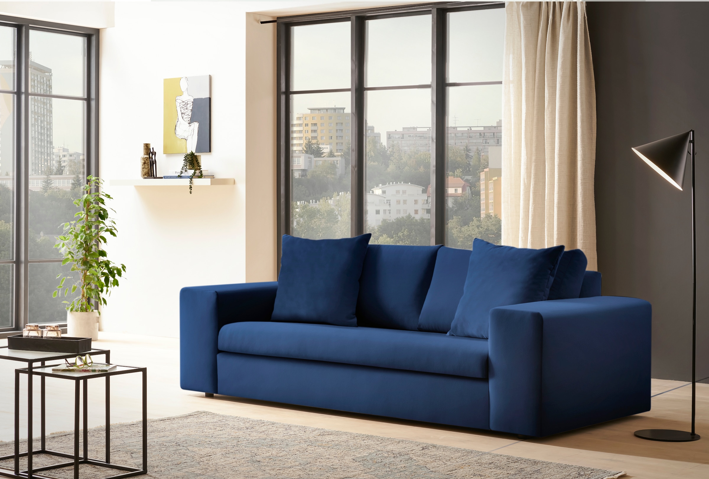 andas 2-Sitzer »SLEETLAND XXL in Samtvelours oder Vintage-Leder-Optik« besonders groß und bequem