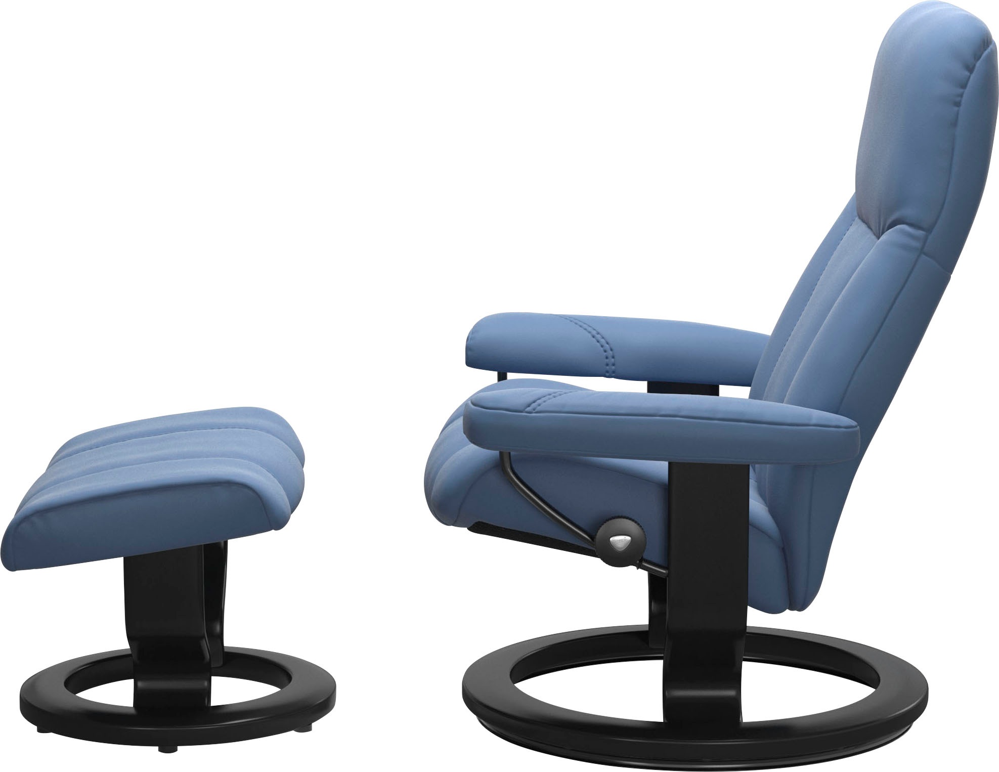 Fußhocker STRESSLESS "Consul", blau (lazuli blau), B:54cm H:38cm T:39cm, Hocker, Fußhocker, mit Classic Base, Gestell Schwarz 3