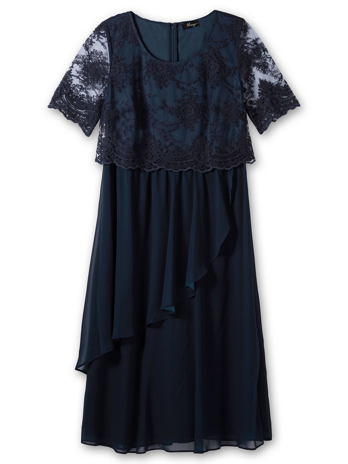 Sheego Abendkleid »Große Größen«, mit besticktem Mesh-Oberteil online  bestellen | BAUR