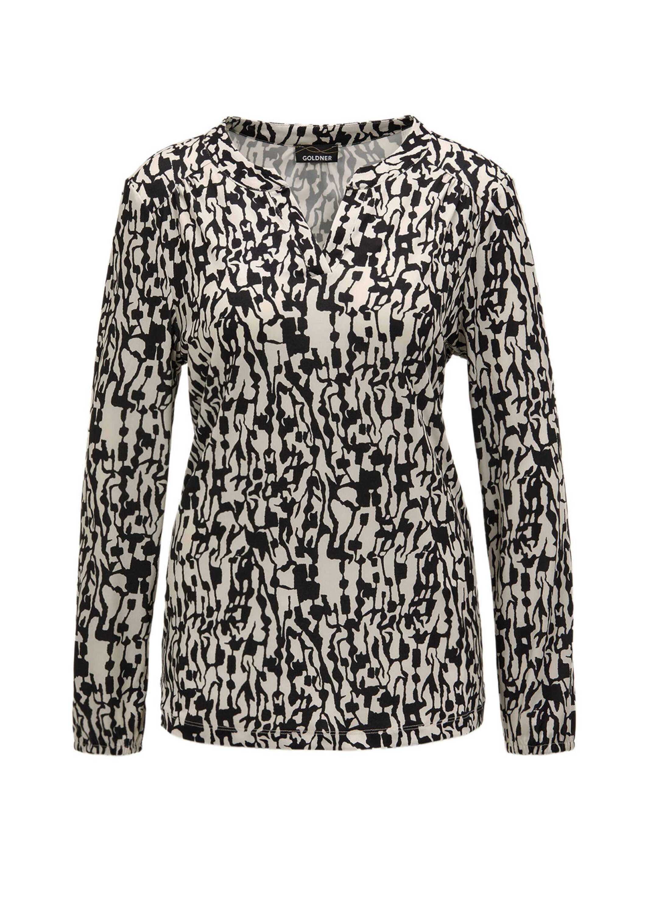 GOLDNER Damen Kurzarmbluse "Elegantes Blusenshirt mit V-Ausschnitt", beige, Gr. 42, Obermaterial: 95% Polyester PES. 5% Elasthan EL., Blusen