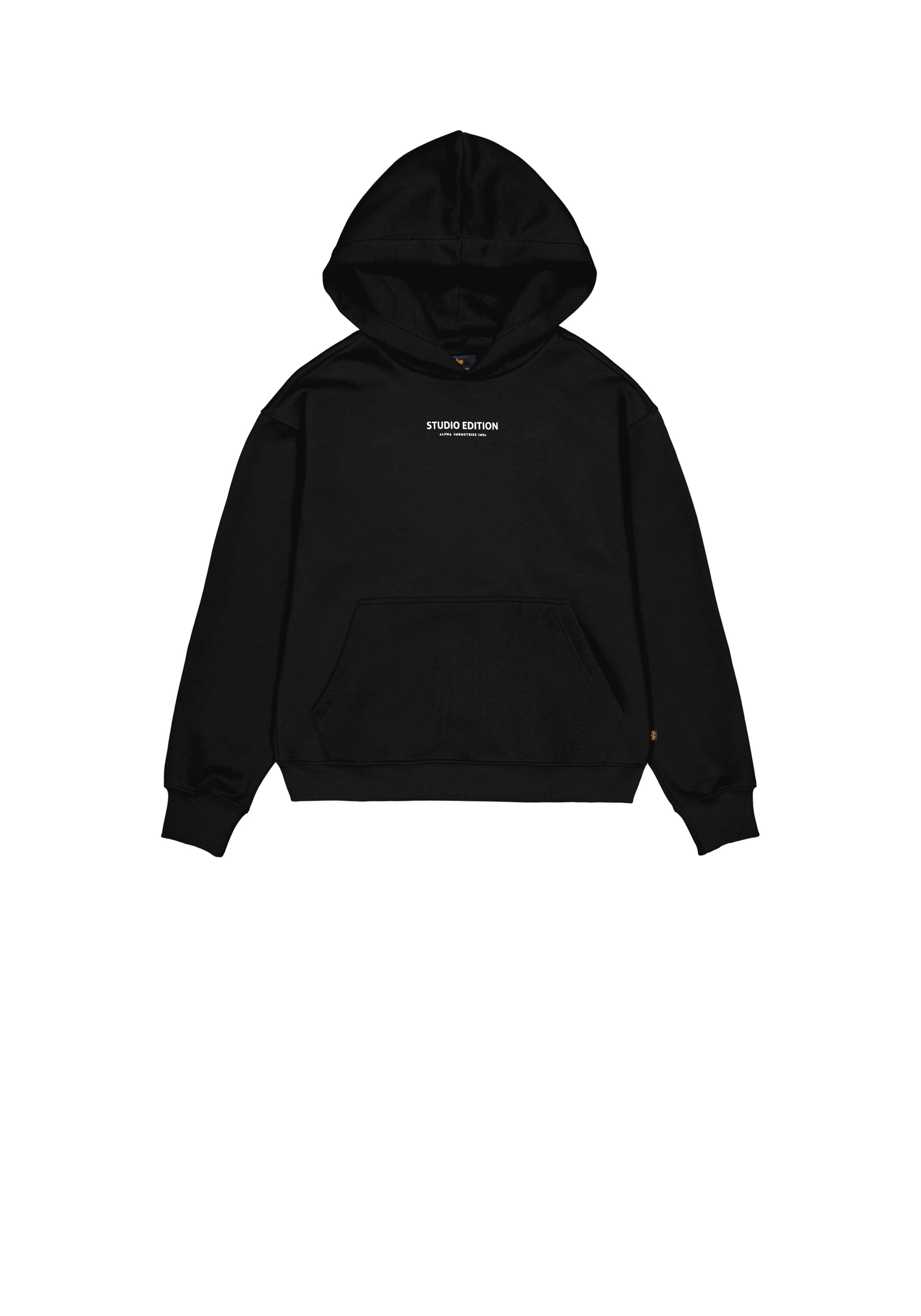 Damen Hoodie "Studio Edition Backprint Hoodie W", schwarz, Gr. S, ALPHA INDUSTRIES, Obermaterial: 80% Baumwolle, 20% Polyester, Sweatshirts