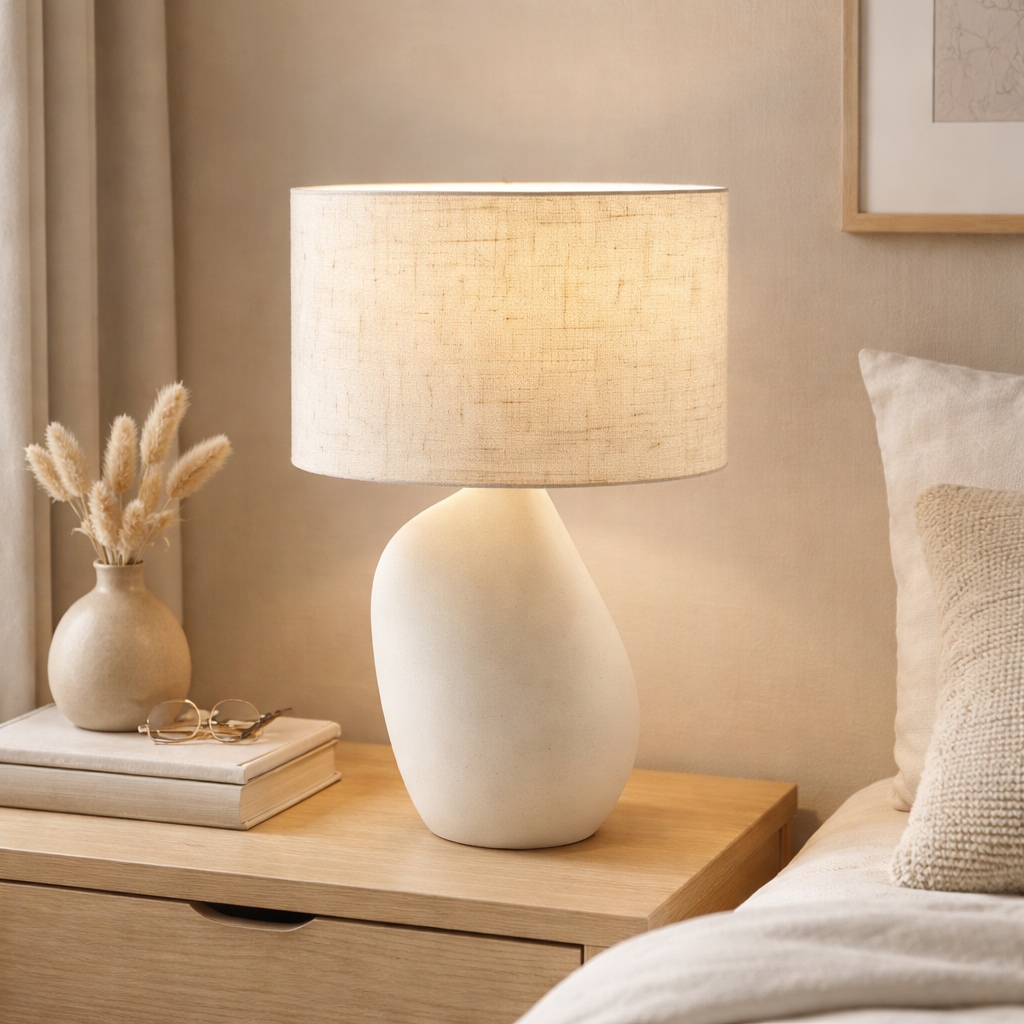 OTTO home Tischleuchte »Nyllor« E27 1 Stk. Keramikfuß organische Form mit Textilschirm, 38 cm Höhe, 25 cm Ø