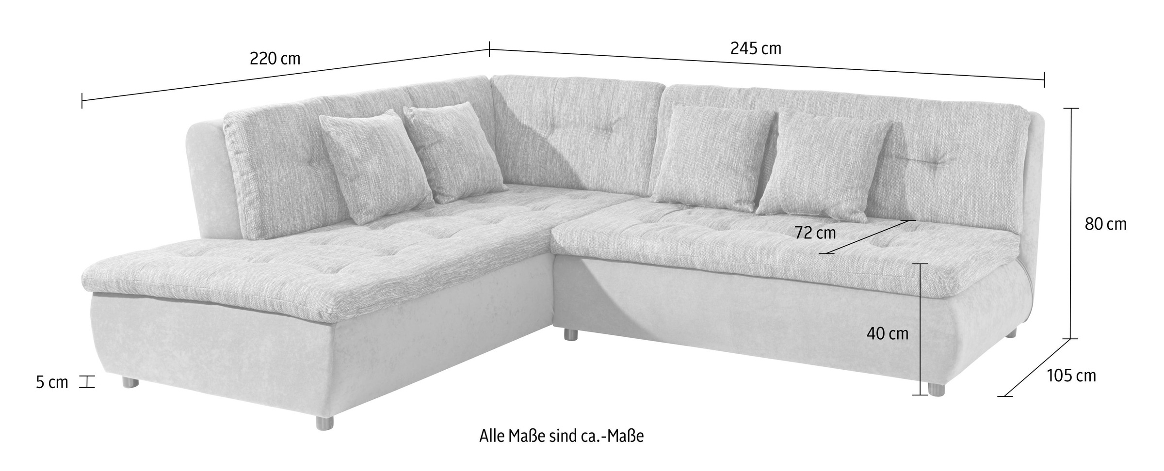 Trends by HG Ecksofa »Pool L-Form«, wahlweise mit Bettfunktion, frei im Raum stellbar