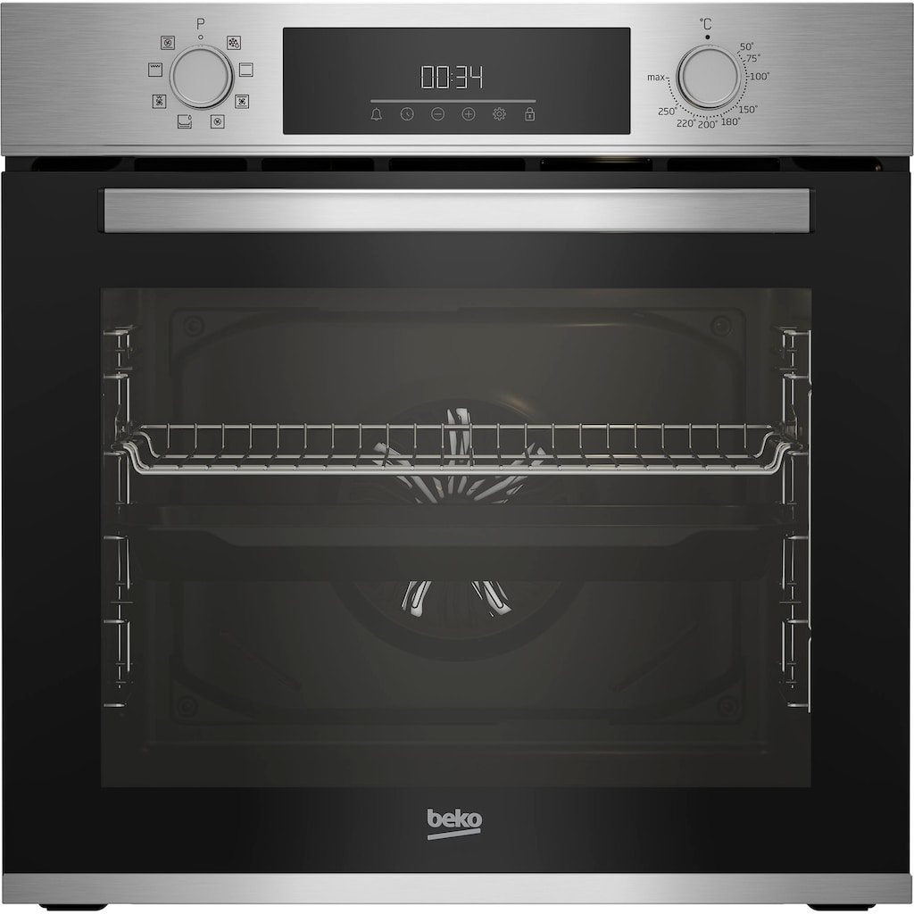 BEKO Backofen-Set »BBSM12340X«, BBSM12340X, mit Teleskopauszug nachrüstbar, Simple Steam Reinigungsfunktion