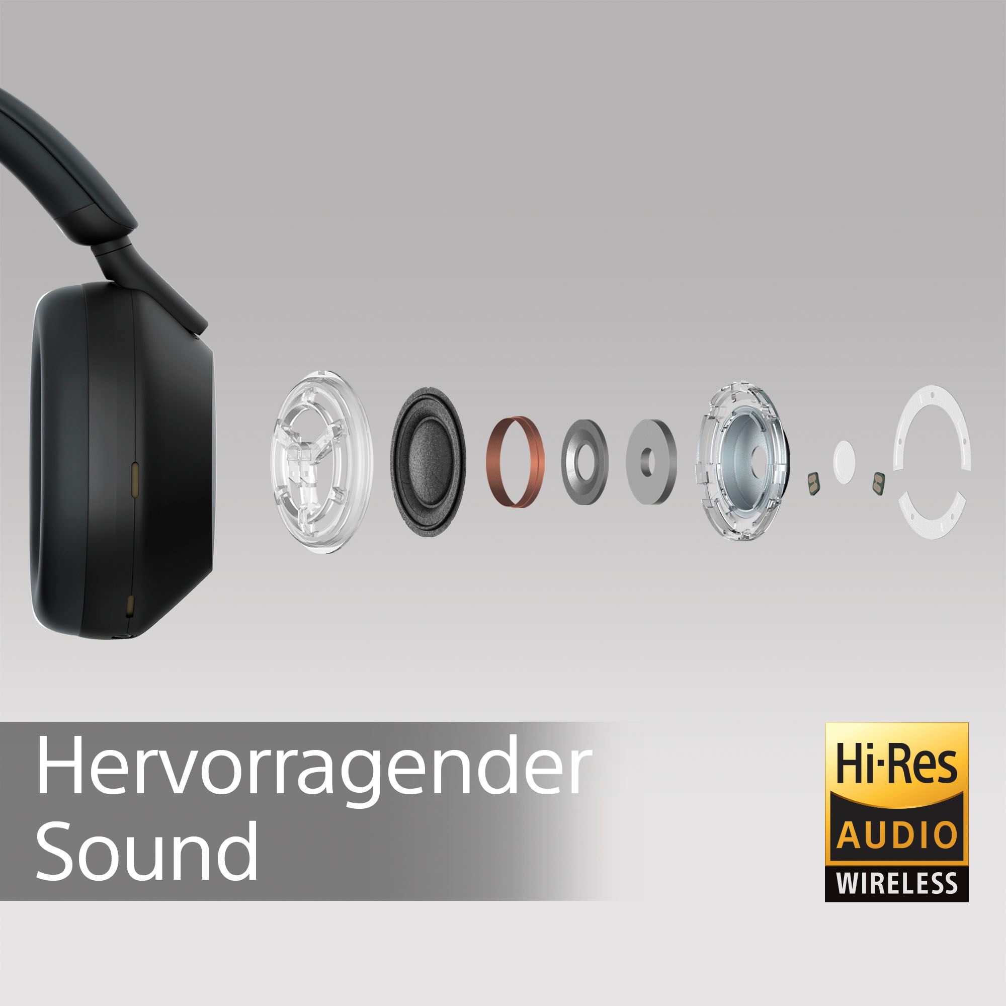 Sony Bluetooth-Kopfhörer »WH1000XM5 kabellos«, A2DP Bluetooth-AVRCP Bluetooth-HFP-HSP-Bluetooth, Multi-Point-Verbindung-Sprachsteuerung-Rauschunterdrückung-Noise-Cancelling-Freisprechfunktion-Hi-Res
