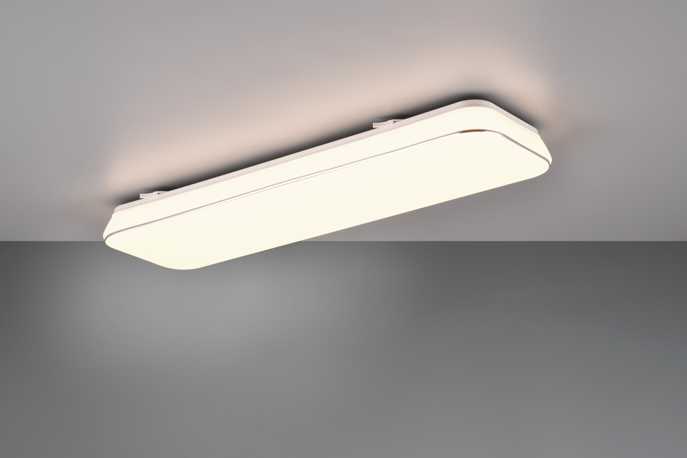 REALITY Leuchten LED Deckenleuchte »BLANCA, elegant schlichte weiße LED Deckenlampe, 60x17 cm, warmweiß«, 1 flammig, Leuchtmittel LED-Board | LED fest integriert, 3-Stufen dimmbar über Wandschalter, Deckenlampe für Büro Flur Treppe