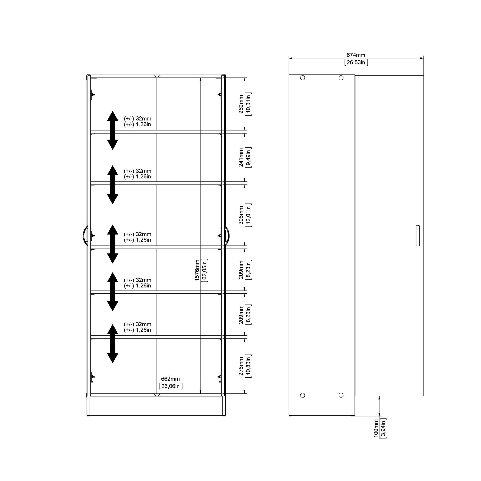 INOSIGN Drehtürenschrank »Focus, Kleiderschrank, Stauraum«, mit 2 Türen und 5 Einlegeböden, Breite 69 cm, Höhe 170 cm