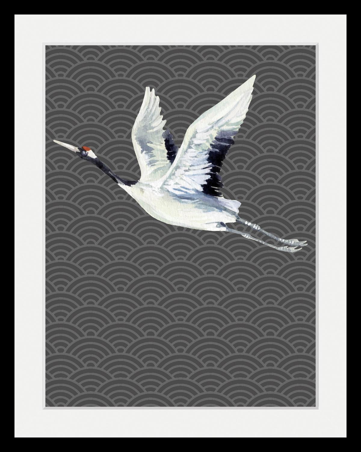 queence Bild "Kranich" Tiere Vogelbilder Vögel HD Premium Poster-Druck inkl. Holzrahmen